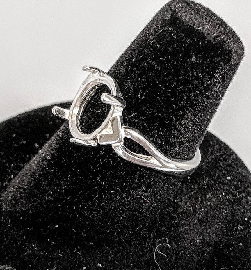 Premium 8x6mm to 18x13mm Oval Cabochon Ring Setting - Solid Sterling Silver or 14K Gold Vee Shank - Sizes 5-8 (163569/143569) - Perfect for Jewelry Making, Engagement Rings & Gift Giving