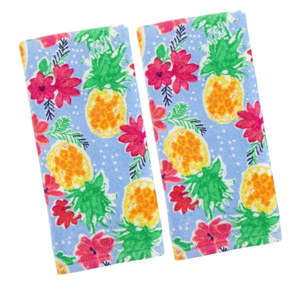 Premium Pineapple Tropical Kitchen Towel Set - Soft Absorbent Hand Towels for Kitchen, Bathroom & Beach - 100% Cotton Decorative Dish Towels for Summer, Tropical Theme Decor
