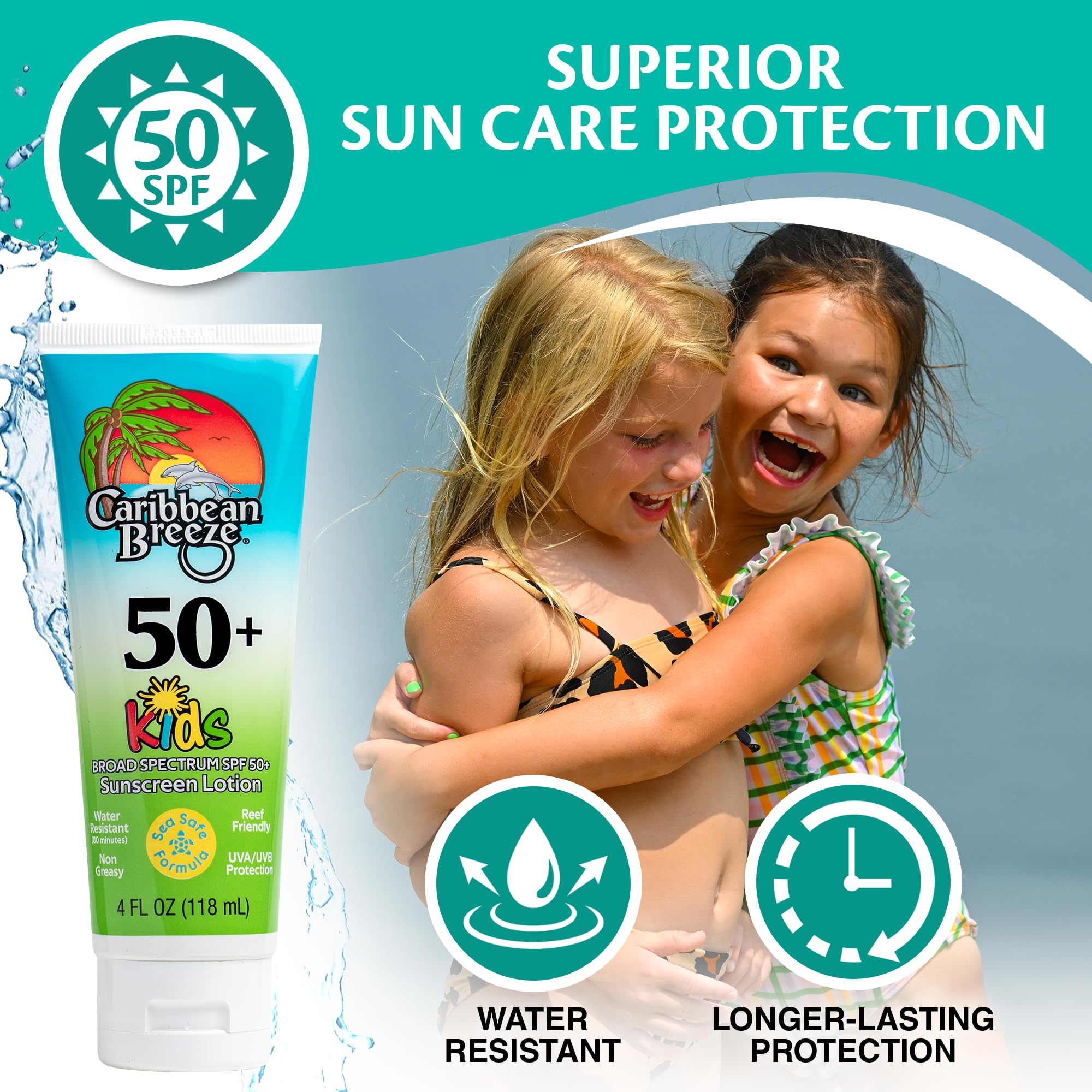 Reef Safe Kids Sunscreen SPF 50 - Mango Lime Scented Face & Body Sunscreen for Children | Water Resistant 80 Minutes | 4oz (120ml) | Perfect for Beach, Pool & Outdoor Activities