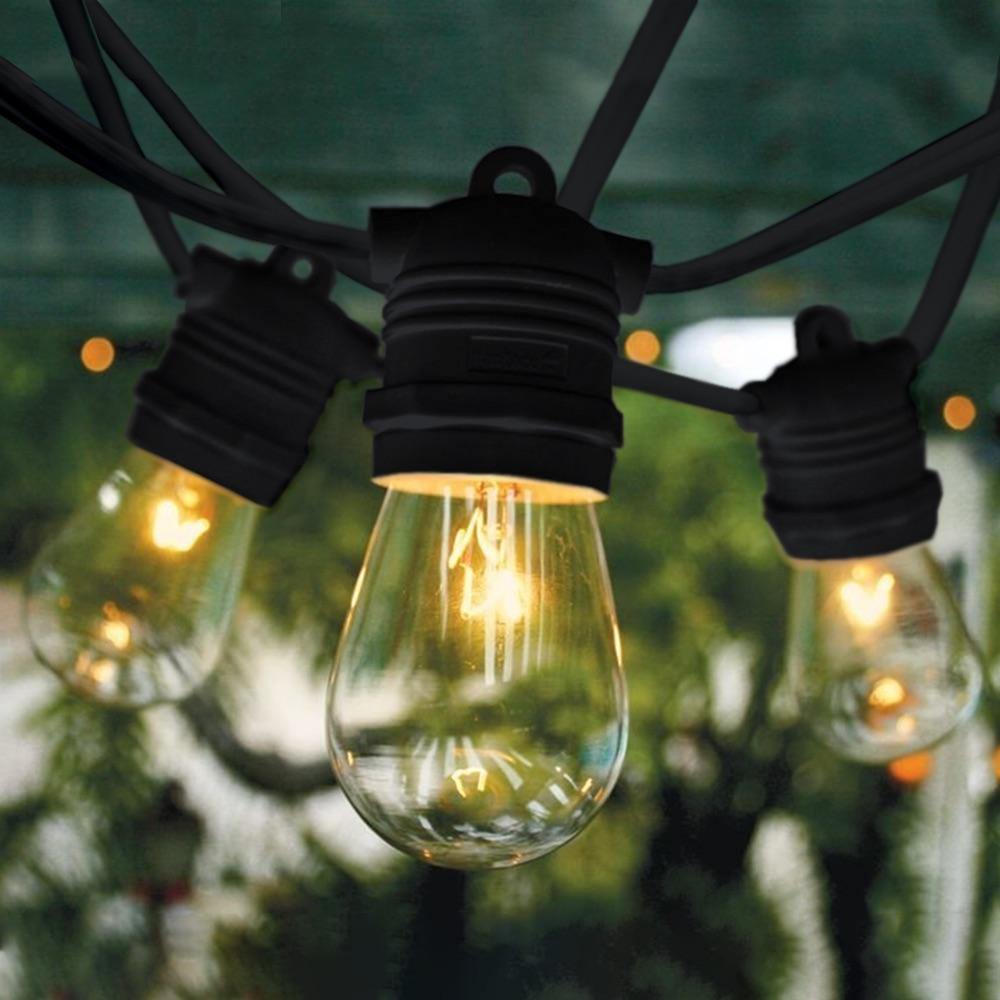 20m Black LED Festoon String Lights with 20 Bulbs - Outdoor/Indoor Decorative Lighting for Patio, Garden, Wedding & Party Decor