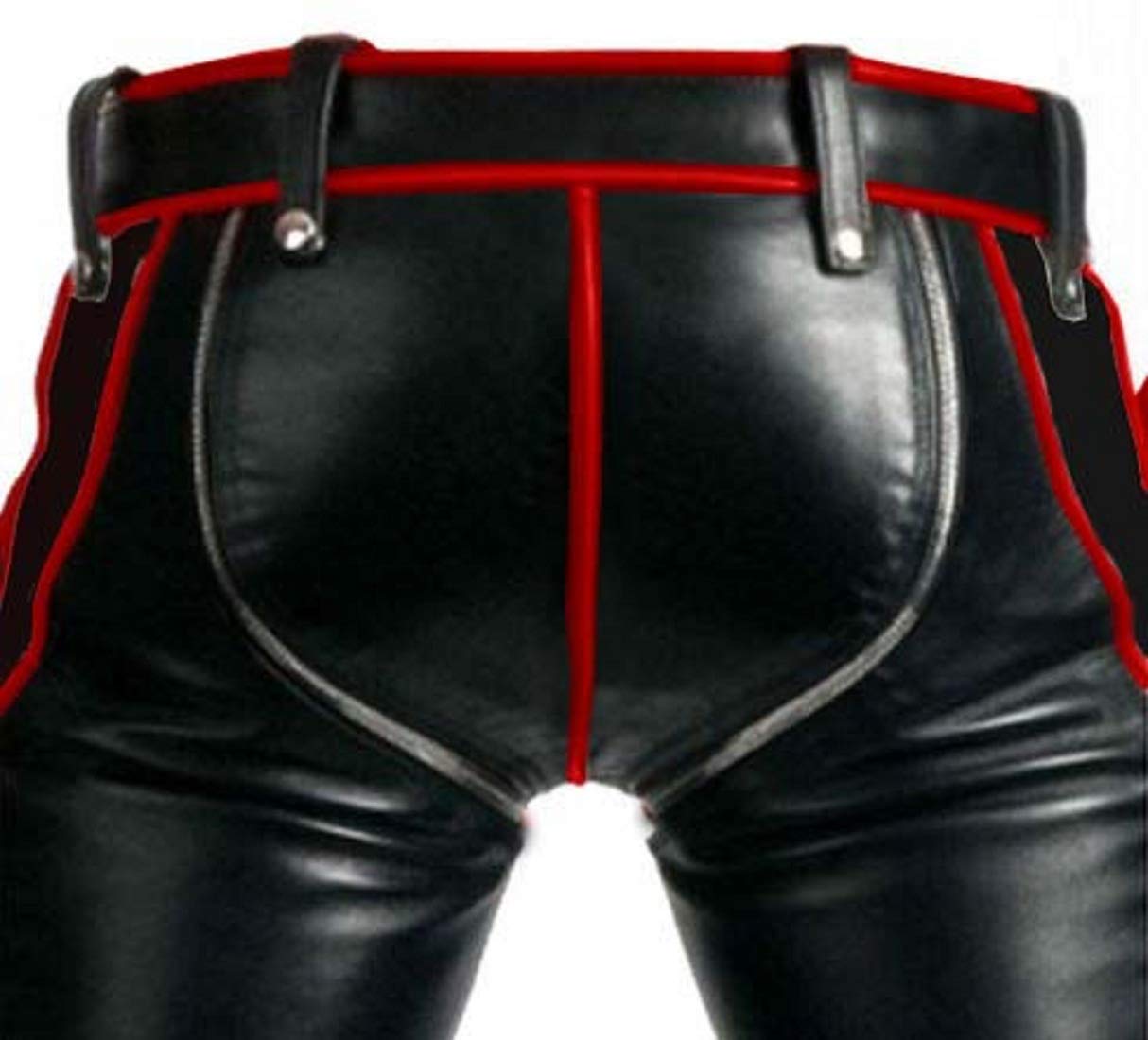 Men's Real Black Cow Leather Heavy Duty Bondage Pants - Gay Biker Jeans for Motorcycle Riding, Nightclubs & Alternative Fashion
