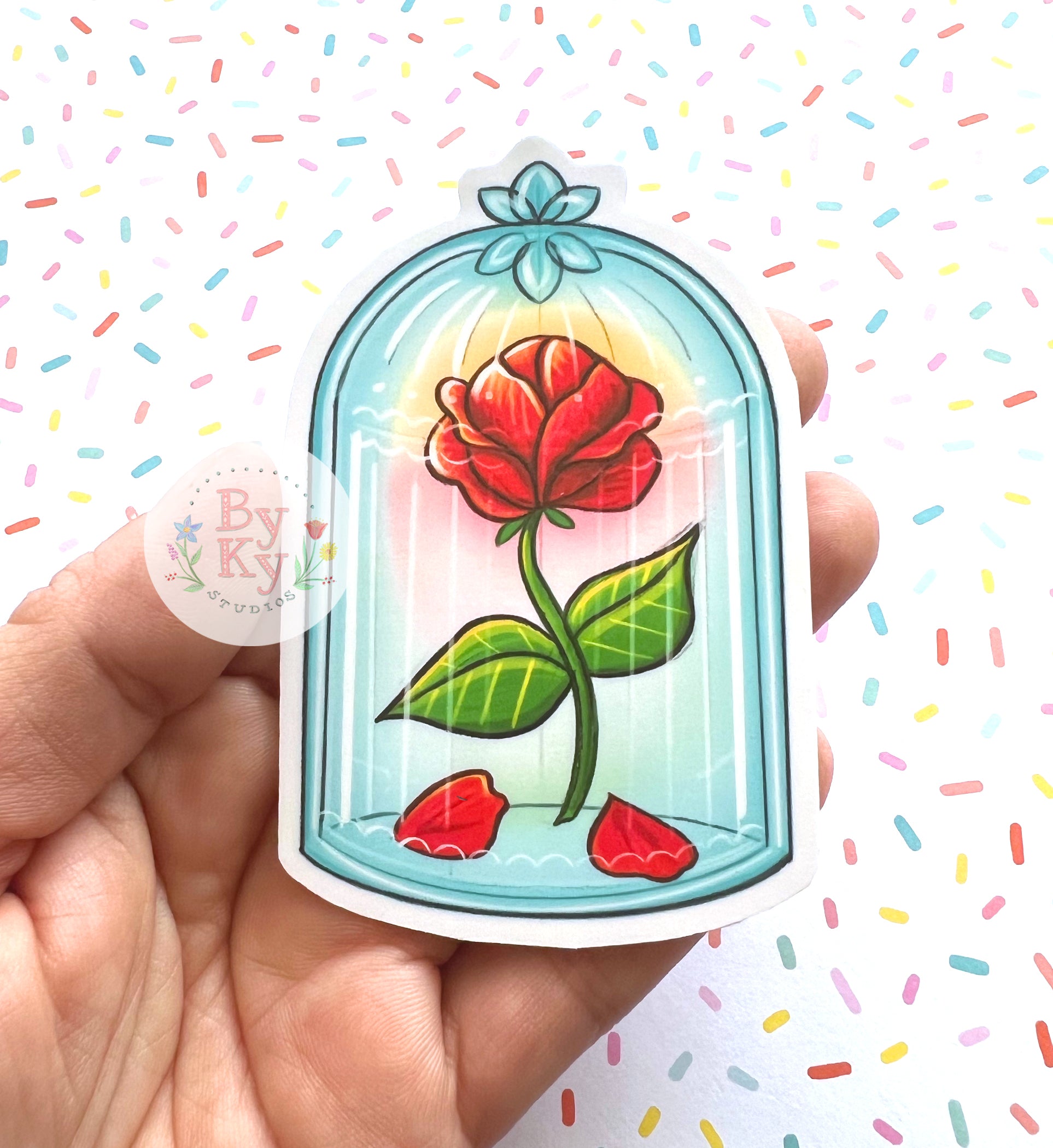 Belle's Rose Vinyl Sticker - Waterproof Decal for Laptops, Cars, Tumblers | Perfect for DIY Crafts, Scrapbooking & Home Decor