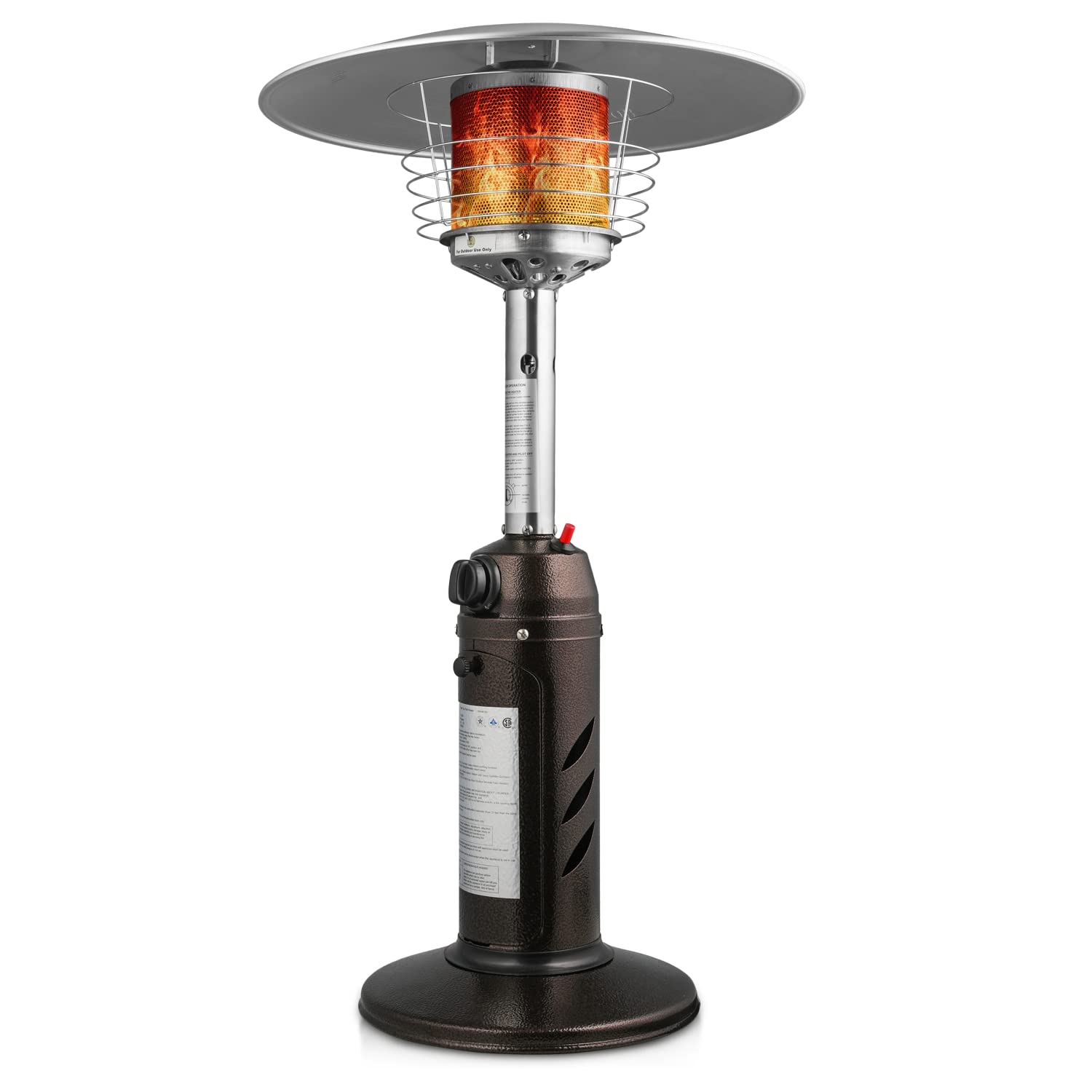 MoNiBloom 11,000 BTU Outdoor Propane Patio Heater with Electronic Ignition - Portable Tabletop Heater for Commercial & Residential Use - Gold Finish | Perfect for Backyard, Deck, Restaurant & Outdoor Gatherings