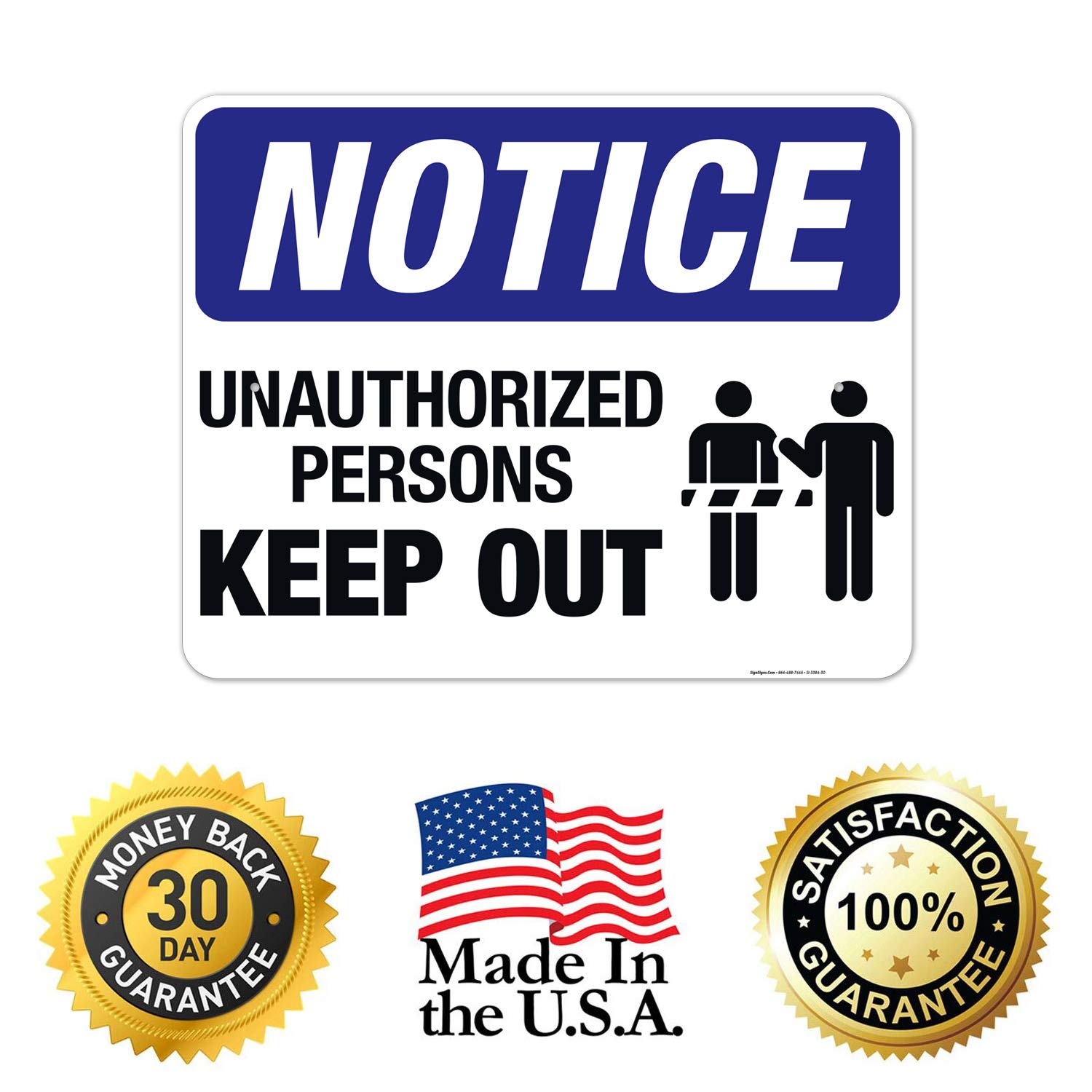 Unauthorized Persons Keep Out Sign - OSHA Compliant 24x30 Inches Rust-Free Aluminum Sign - Fade Resistant for Indoor & Outdoor Use - Made in USA - Perfect for Construction Sites, Warehouses & Restricted Areas