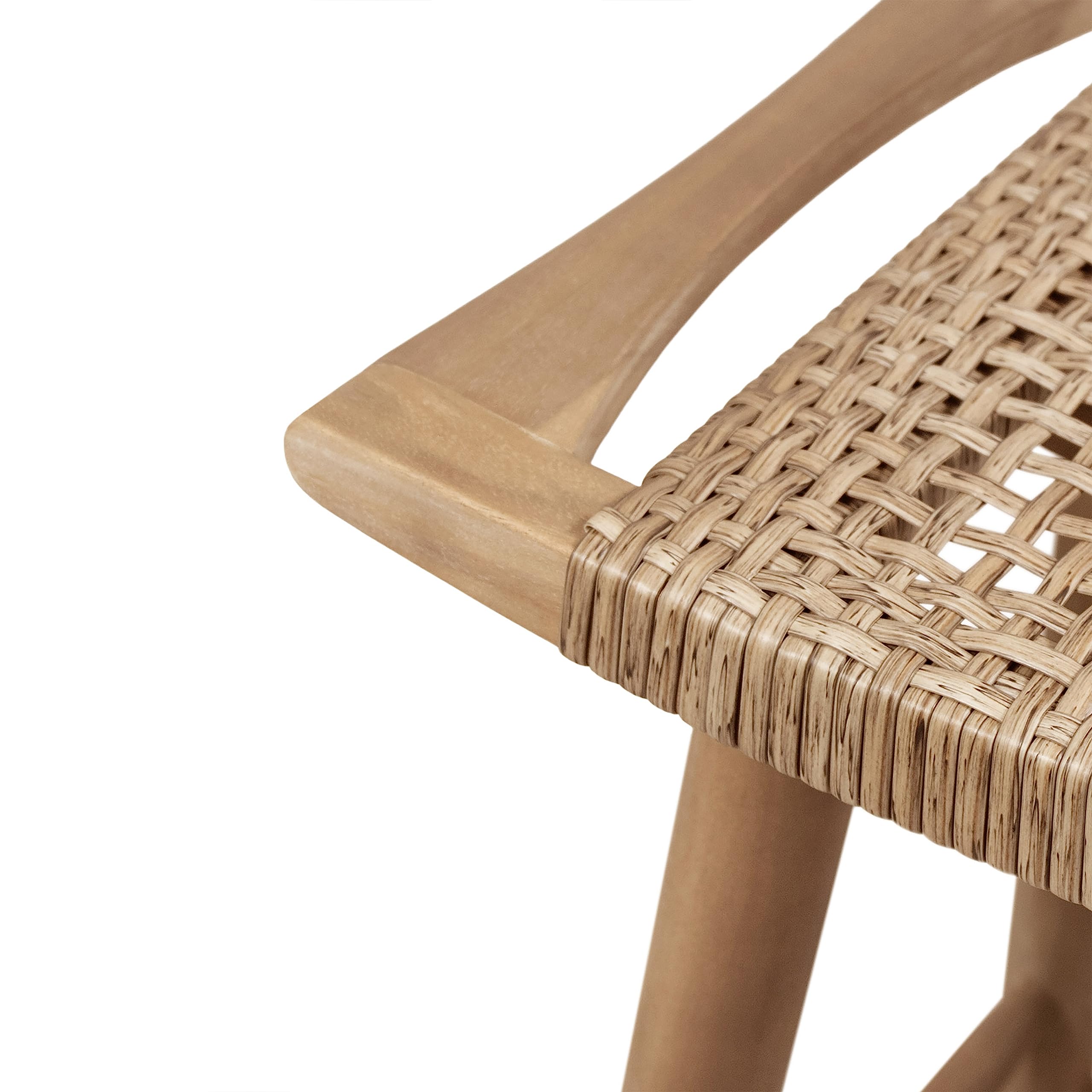 Christopher Knight Home Magwen Outdoor Acacia Wood Barstool with Wicker Back - Set of 4, Light Brown & Multi-Brown - Perfect for Patio, Deck, Garden & Poolside Seating