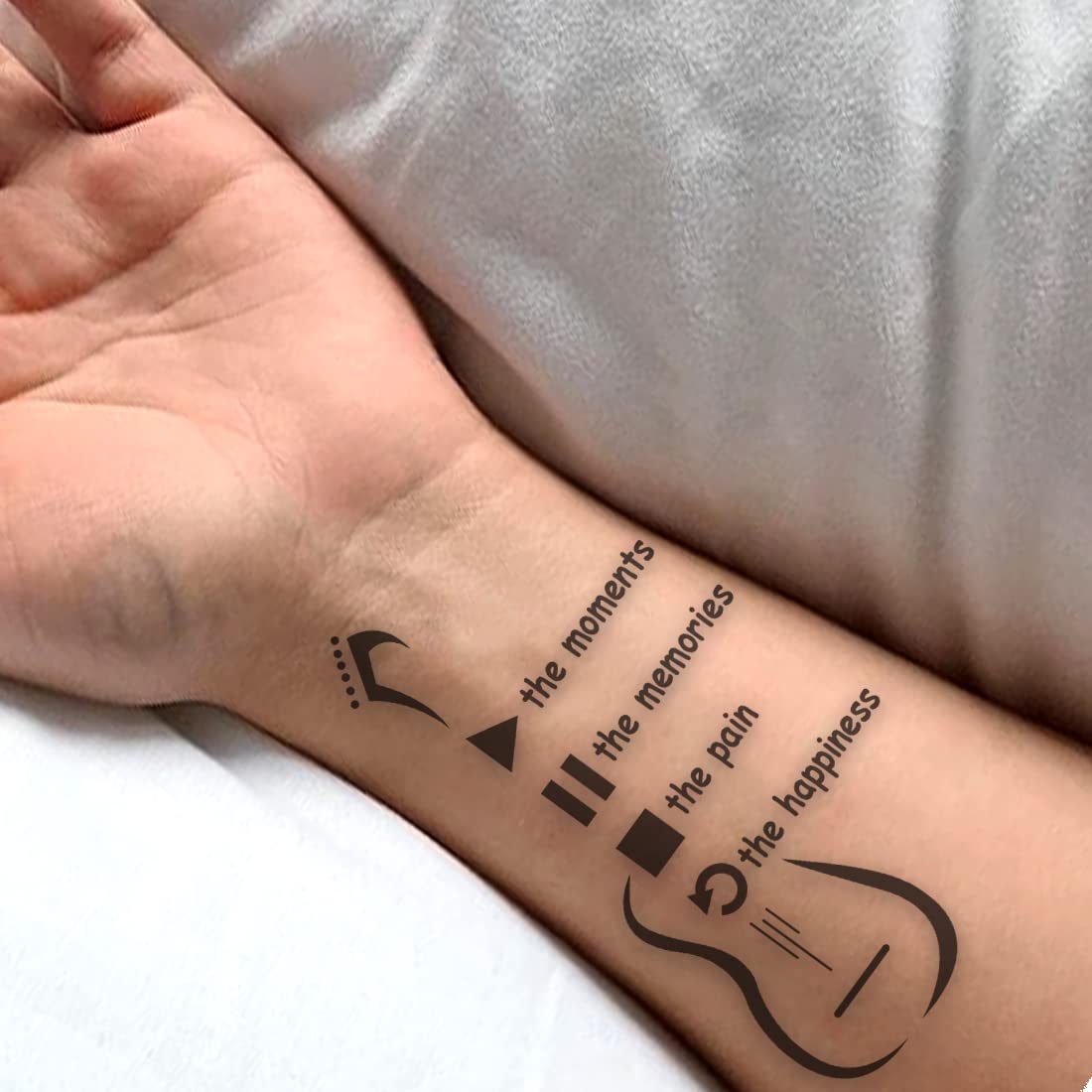 Waterproof Temporary Tattoos for Men & Women - Guitar with Moments Design - Multicolor Body Art for Music Lovers, Concerts, Parties & Festivals