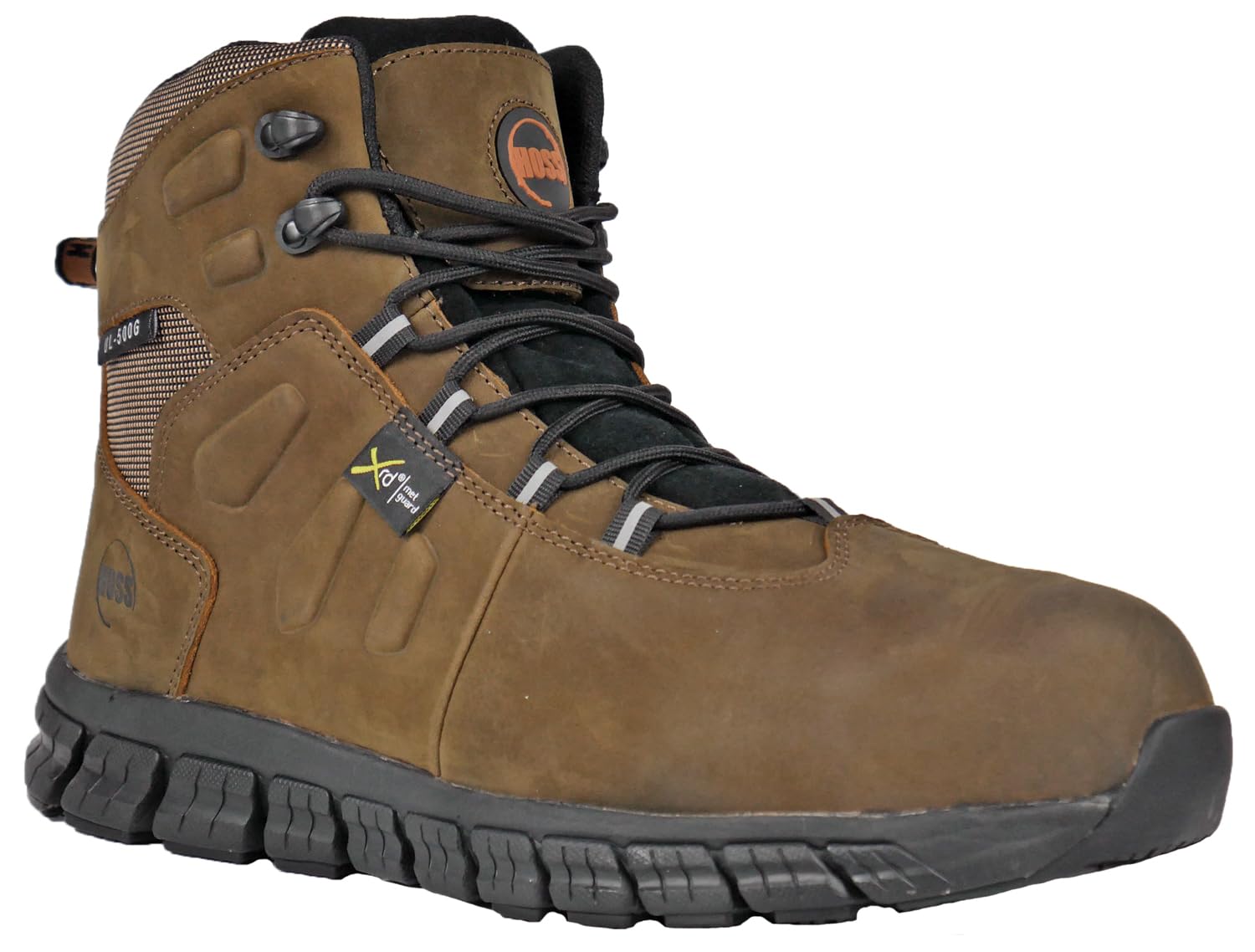 Hoss Men's Tikaboo-UL Safety Boots - Brown Work Boots for Construction, Hiking & Outdoor Activities - Lightweight Steel Toe Shoes with Slip Resistance