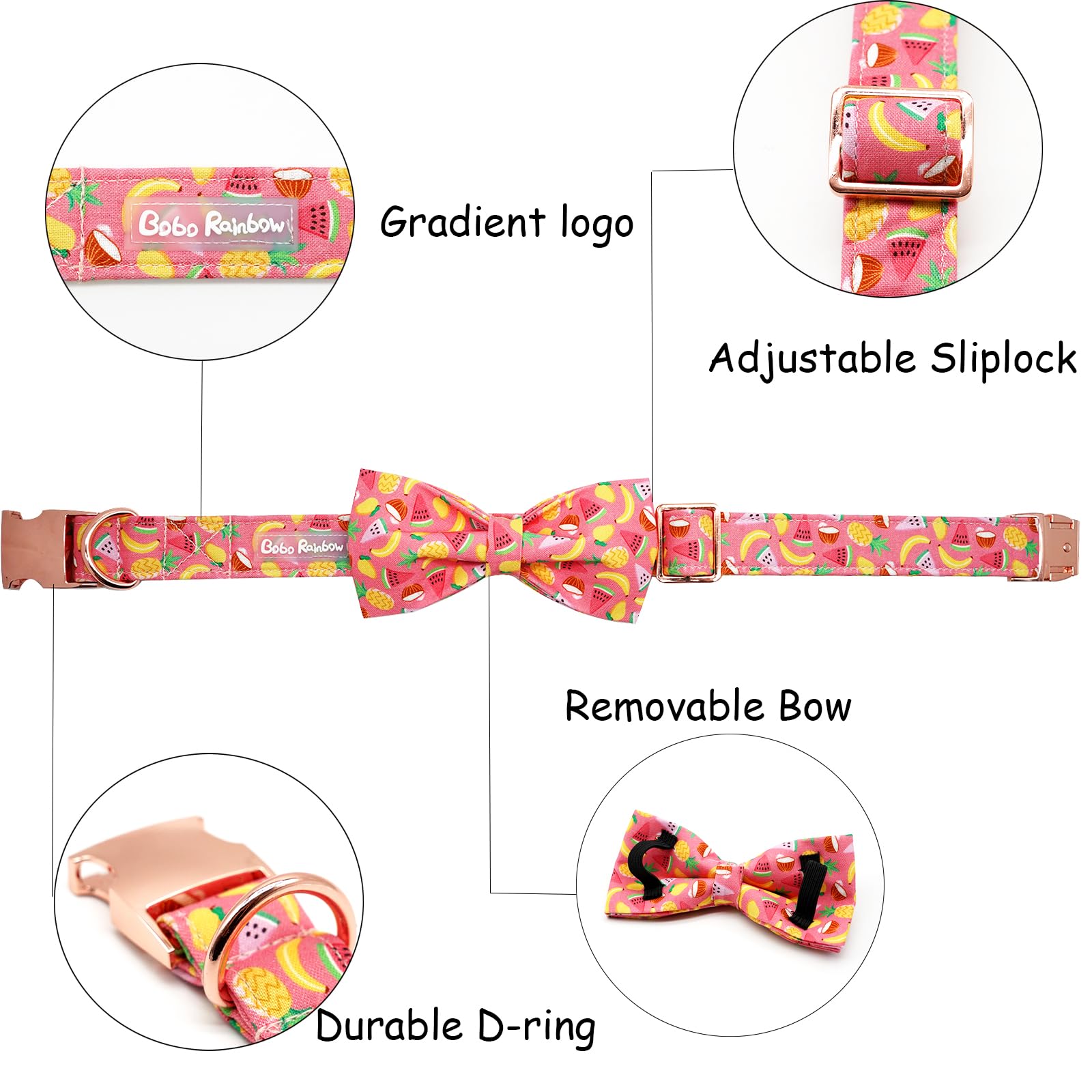 Adjustable Summer Fruit Print Dog Collar - Comfortable & Stylish Pet Collar for Small, Medium & Large Dogs | Perfect for Walks, Training & Outdoor Adventures