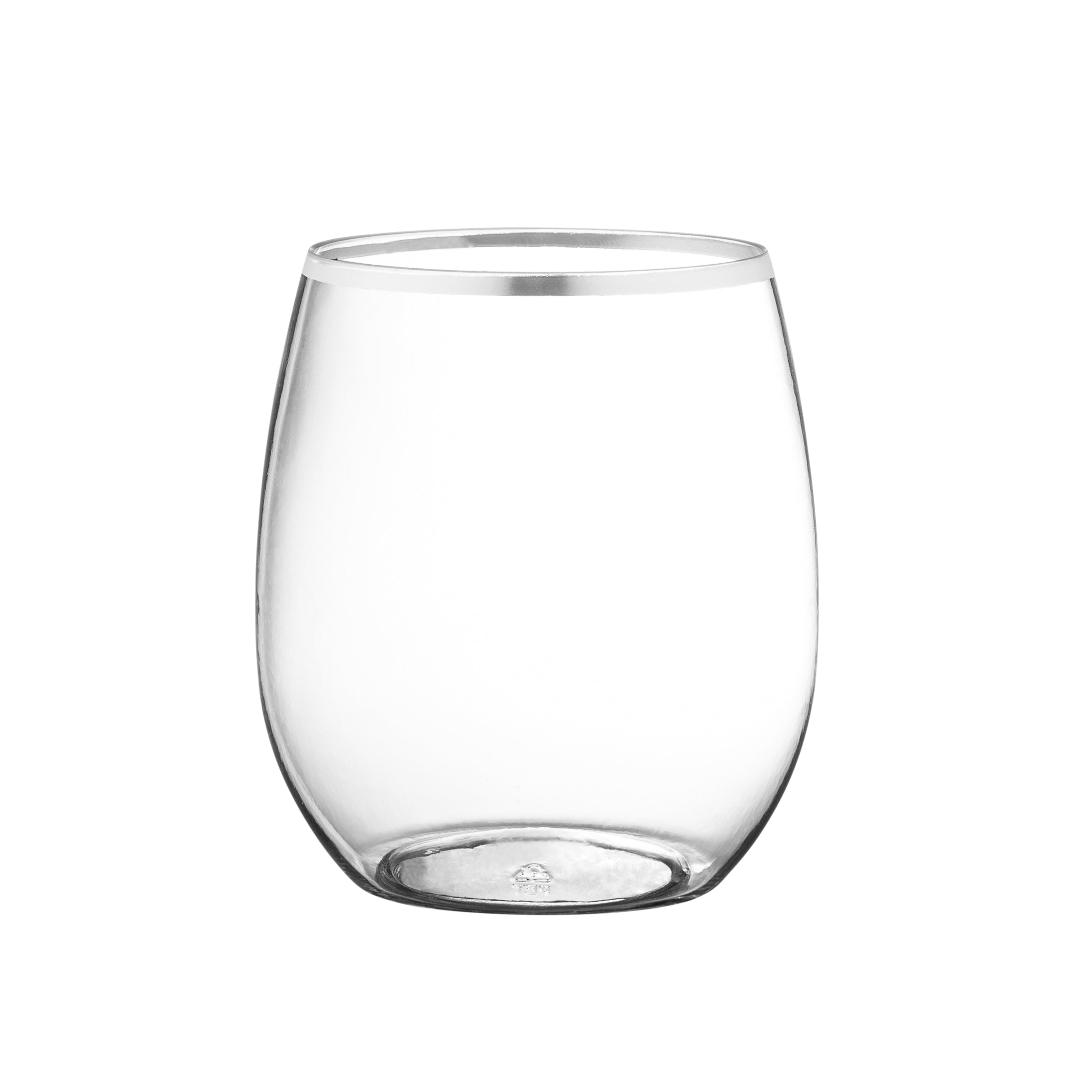 12 oz. Clear Stemless Wine Goblets with Silver Rim - Set of 6 | Shatter-Resistant Glass Cups for Red Wine, Cocktails, Juice & Water | Perfect for Parties, Weddings, Restaurants & Home Entertaining