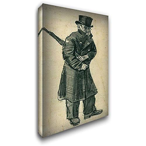 Vincent Van Gogh Orphan Man with Top Hat and Umbrella Canvas Art - 16x24 Inch Gallery Wrapped Stretched Wall Decor for Living Room, Bedroom & Office