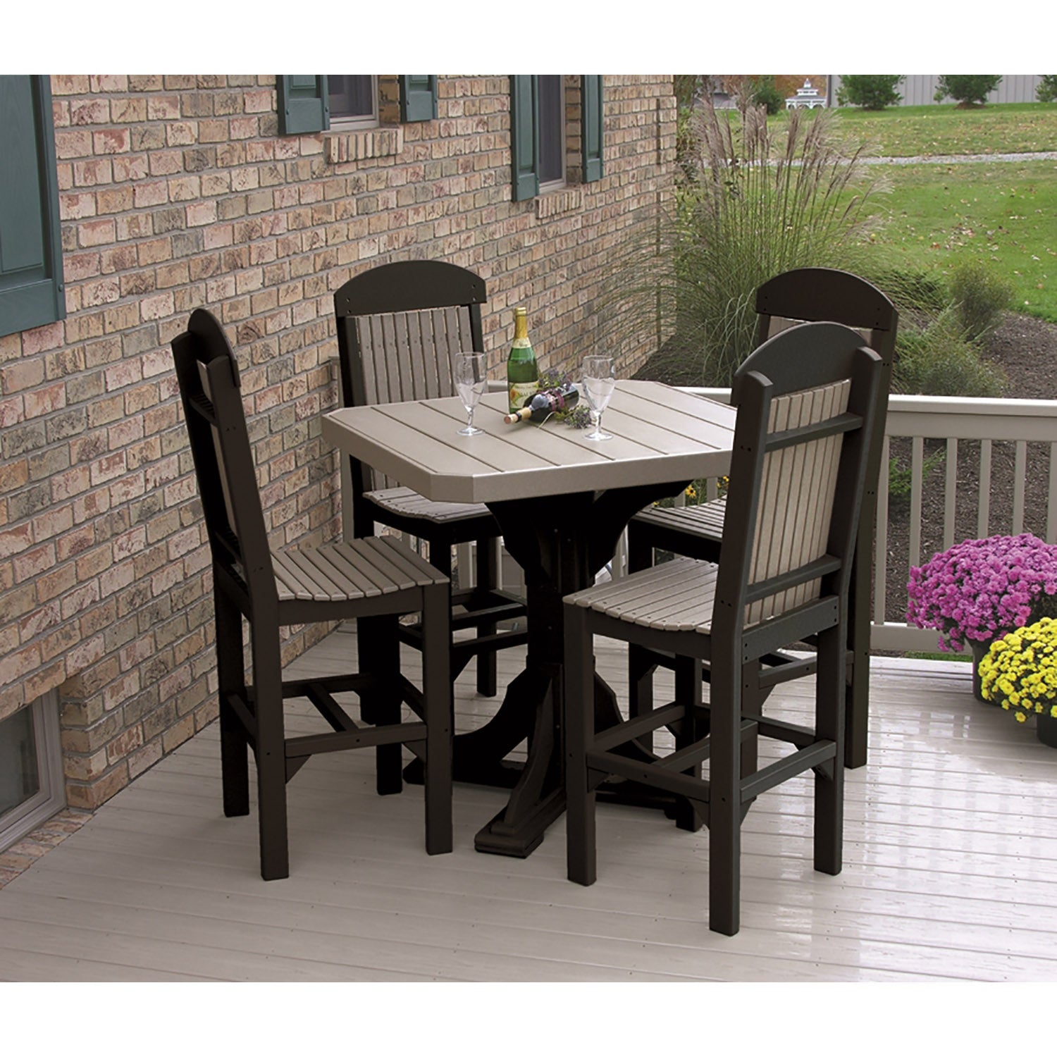 LuxCraft 41-Inch Square Dining Table Set with 4 Chairs - Modern Poly Rattan Patio Furniture for Outdoor Dining, Backyard, Garden & Poolside Use
