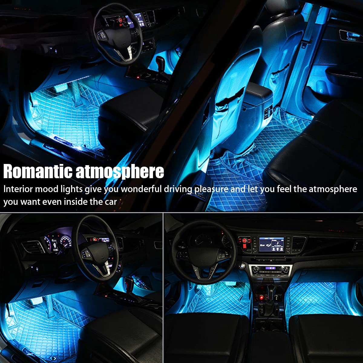 12V Car LED Atmosphere Lights - Auto Interior Ambient Lighting with Cigarette Lighter Adapter, Under Dash Decorative Night Light for Trucks, SUVs, Sedans (Light Blue) | Perfect for Night Driving & Vehicle Customization