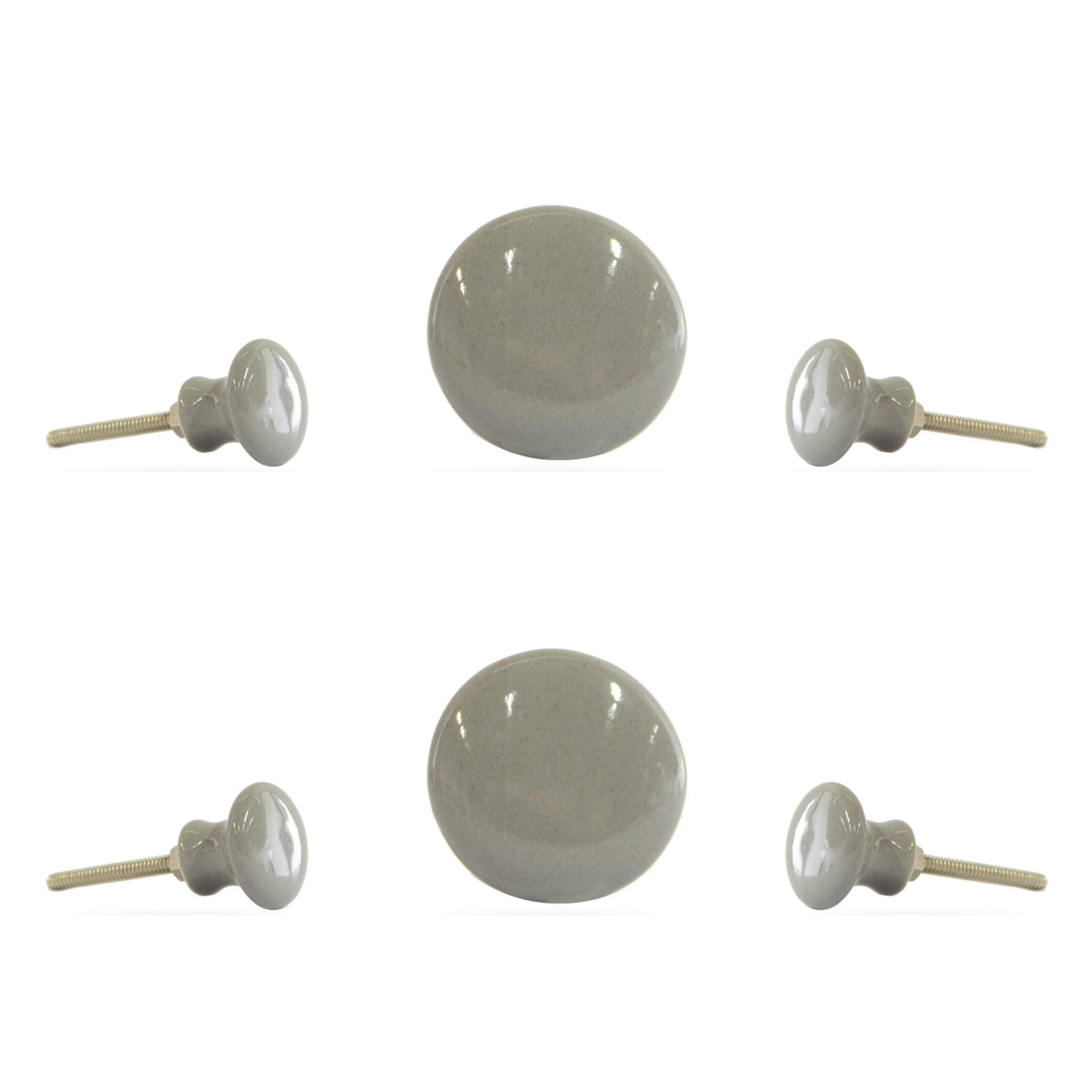 TRINCA-FERRO Set of 6 Dark Grey Ceramic Cabinet Knobs - Simple Round Drawer Pulls for Kitchen Cabinets, Wardrobes, Dressers & Bathroom Vanities | Perfect for Home, Office & DIY Furniture Upgrade