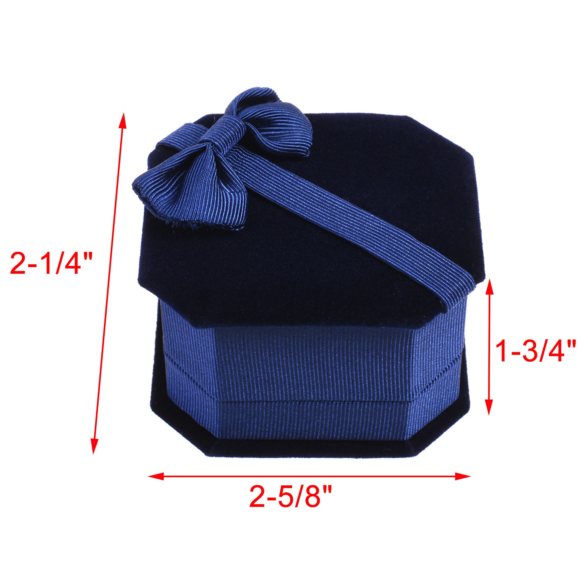 Velvet Octagonal Ring Jewelry Box with Bow - Elegant Wedding & Valentine's Day Gift Case for Rings (Blue) | Perfect for Proposals, Anniversaries & Special Occasions