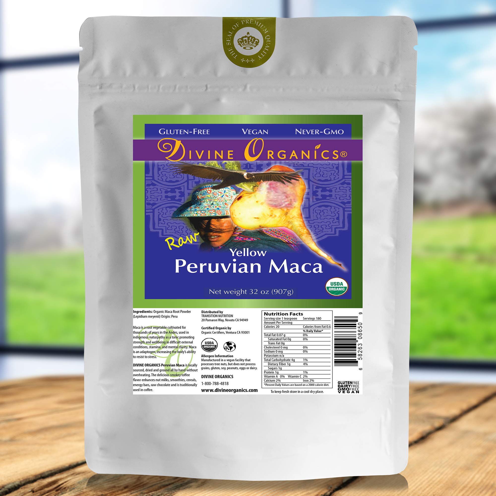 Organic Raw Peruvian Maca Powder 2 Lb (32 Oz) - Certified Vegan, Gluten-Free, Antioxidant-Rich Superfood - Perfect for Coffee, Smoothies, Baking & Energy Boosting - Yellow Maca Root from Peru
