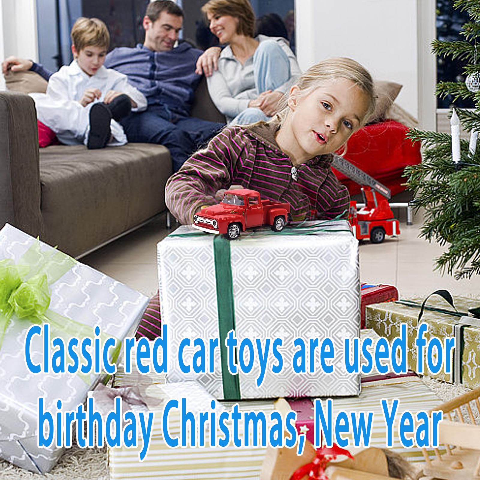 1:32 Scale Little Red Alloy Toy Trucks for Kids - Openable Doors, Driveable Car Toy for Boys & Girls Ages 2-8 Years Old | Perfect for Pretend Play, Easter, Christmas & Birthday Gifts (Toddler Learning Toy, Outdoor & Indoor Play)