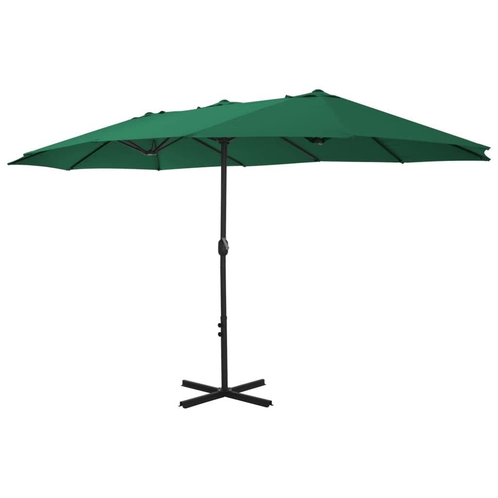 Premium Green 100% Polyester Outdoor Market Umbrella with Aluminum Pole & Base - Heavy Duty Patio Umbrella for Garden, Balcony, Poolside & Backyard | UV Protection & Weather Resistant for Outdoor Dining, Lounging & Shade