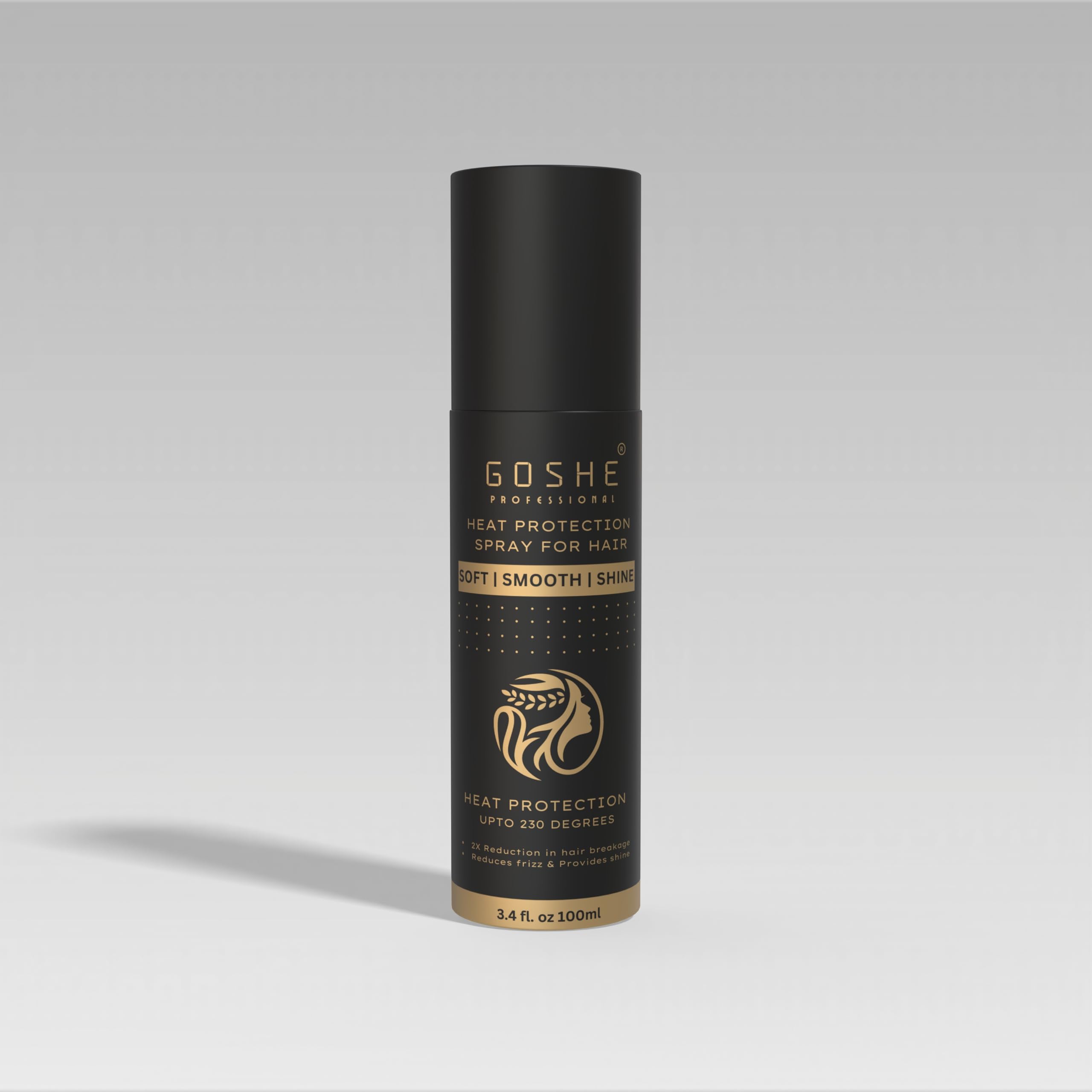 Goshe Professional Heat Protection Spray with Jojoba Seed Oil | Shields Hair from Styling Tools & Frizz Control for 24 Hours | Perfect for Blowouts, Straightening & Curling at Home or Salon