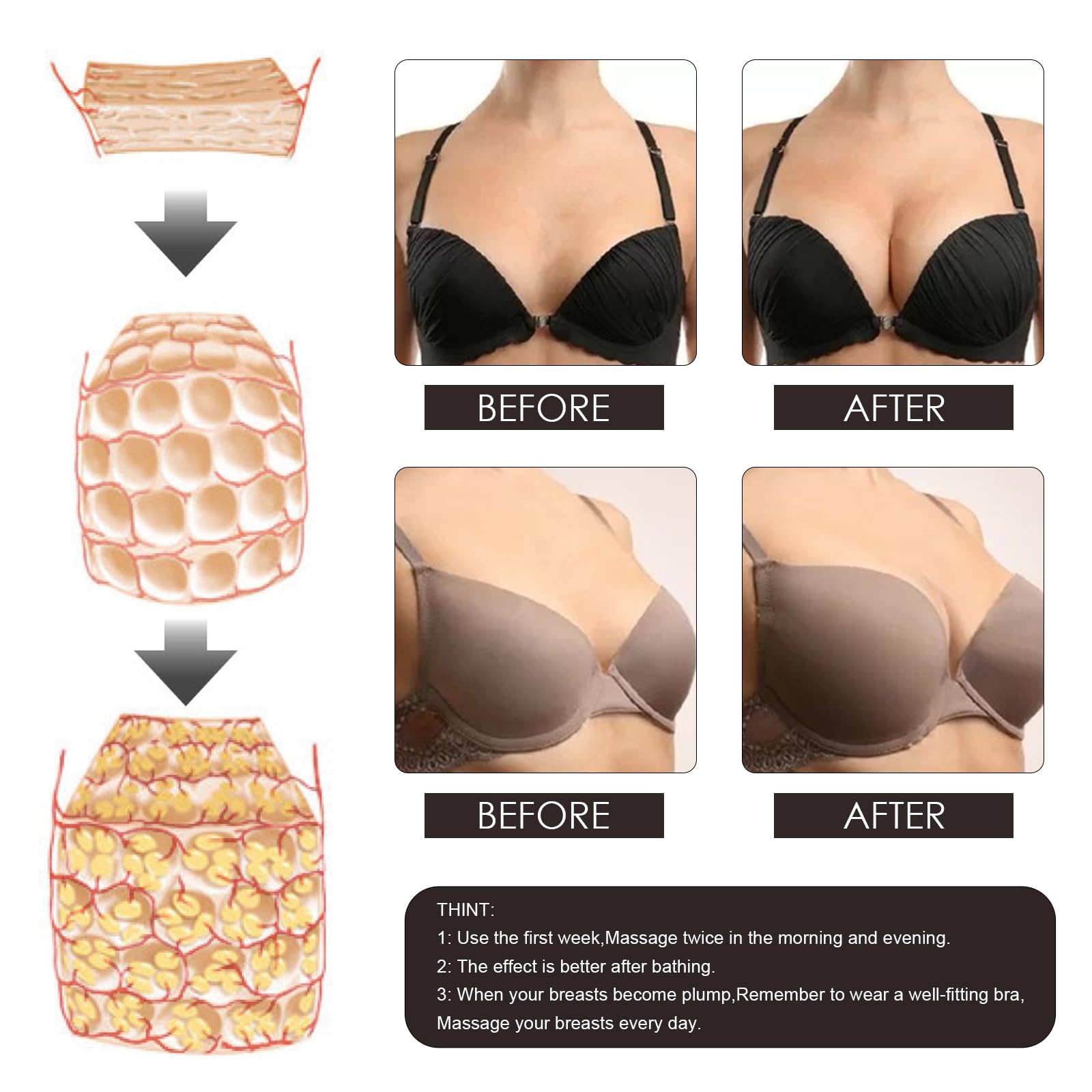 Natural Breast Enhancement Oil for Bigger & Firmer Boobs - Lifting & Tightening Massage Oil with Gentle Formula - Essential Oil for Breast Care & Body Massage - Perfect for Daily Use & Self-Care Routine