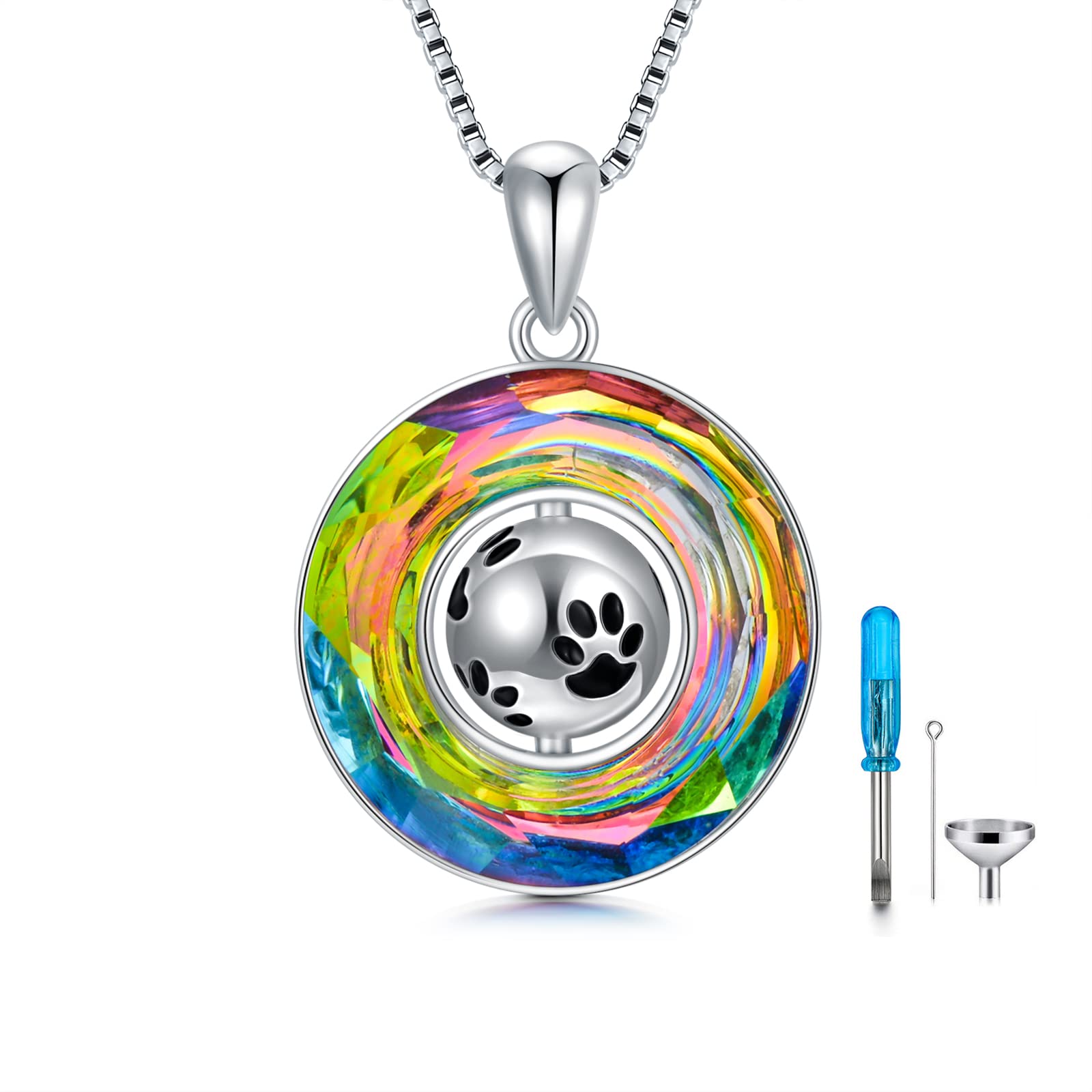 TOUPOP 925 Sterling Silver Urn Necklace for Ashes - Memorial Cremation Jewelry for Women with Crystal & Funnel Filler - Perfect for Keeping Loved Ones Close at Weddings, Funerals & Special Occasions