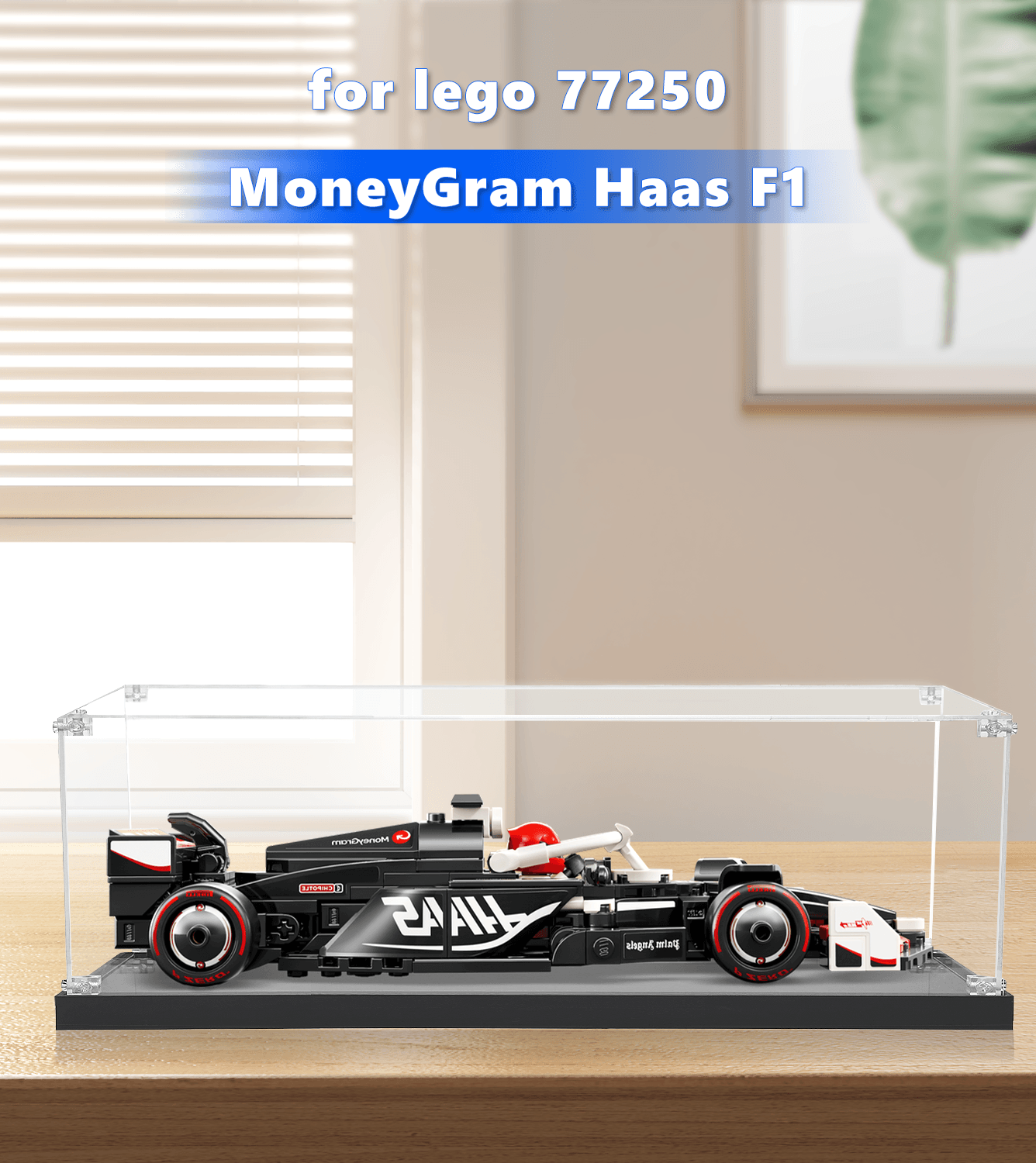 LEGO MoneyGram Haas F1 Team 1:32 Scale Display Case - Perfect for Showcasing 77250 Model Car Collection - Home & Office Decor for LEGO Enthusiasts