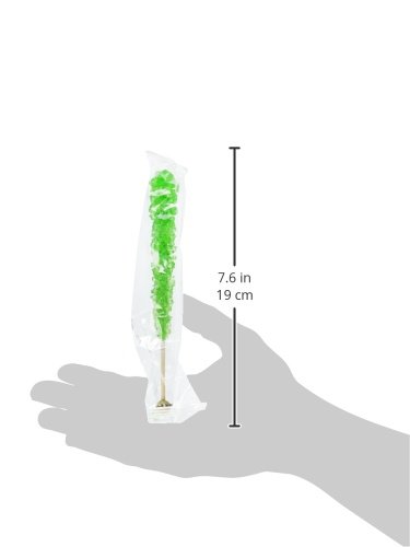 Green Apple Flavored Rock Candy Sugar Sticks - Individually Wrapped (24 Count) - Perfect for Party Favors, Gift Bags & Dessert Decorations