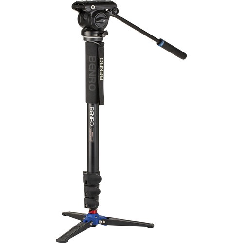 Benro A48T Professional Aluminum Monopod with Flip Locks, 3-Leg Base & S4PRO Video Head - Perfect for Photography, Videography & Travel