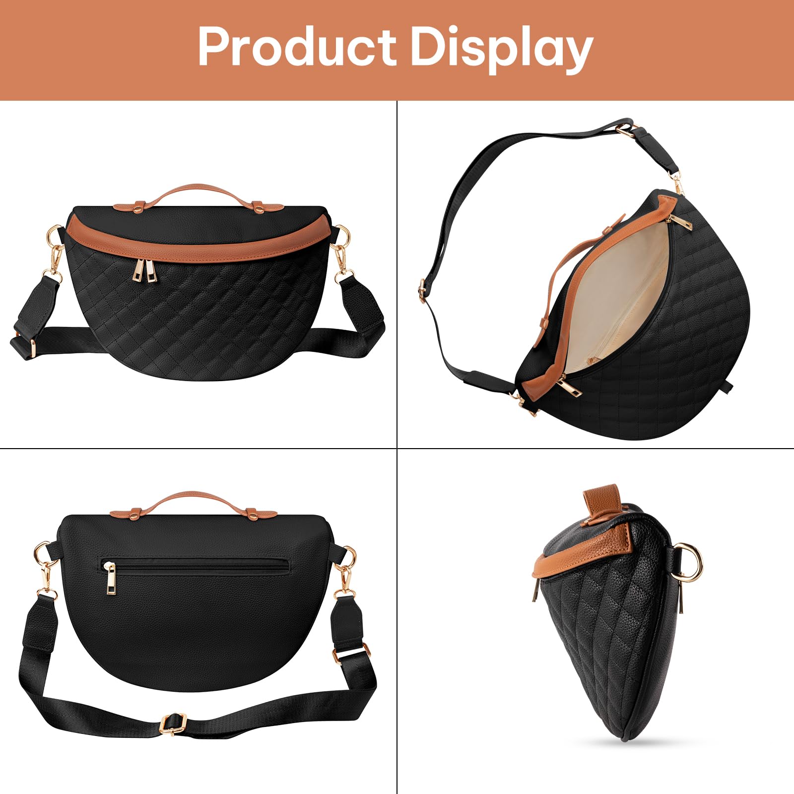 Beaulyn Vegan Leather Crossbody Bags for Women - Small Shoulder Handbag with Multi Pocket & Adjustable Strap - Checkered Fanny Pack Sling Bag for Girls & Ladies | Perfect for Travel, Shopping & Everyday Use