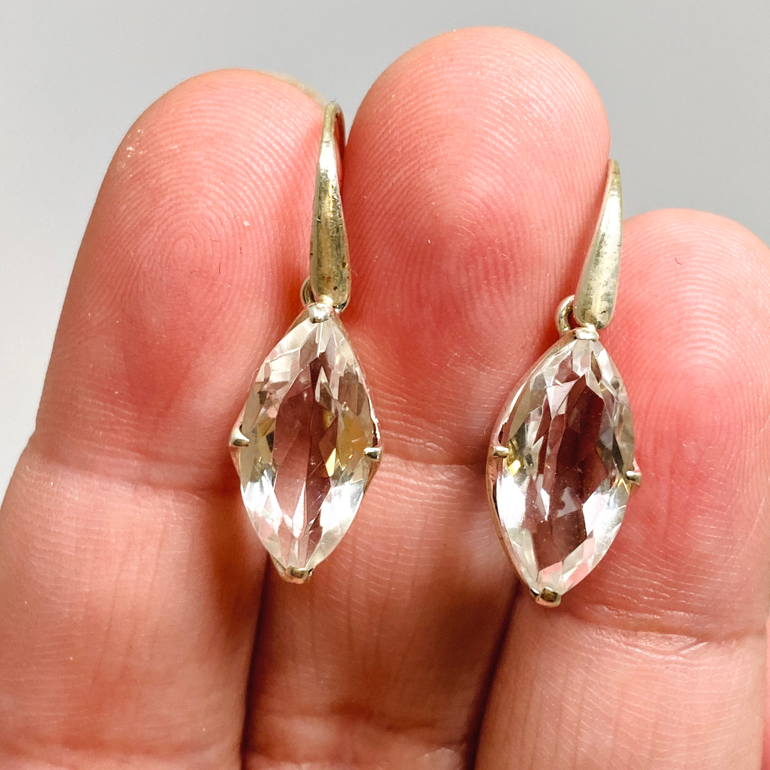 Clear Quartz Marquise Faceted Earrings PEGJ228 | Elegant Dangle Earrings for Women | Perfect for Weddings, Parties & Special Occasions