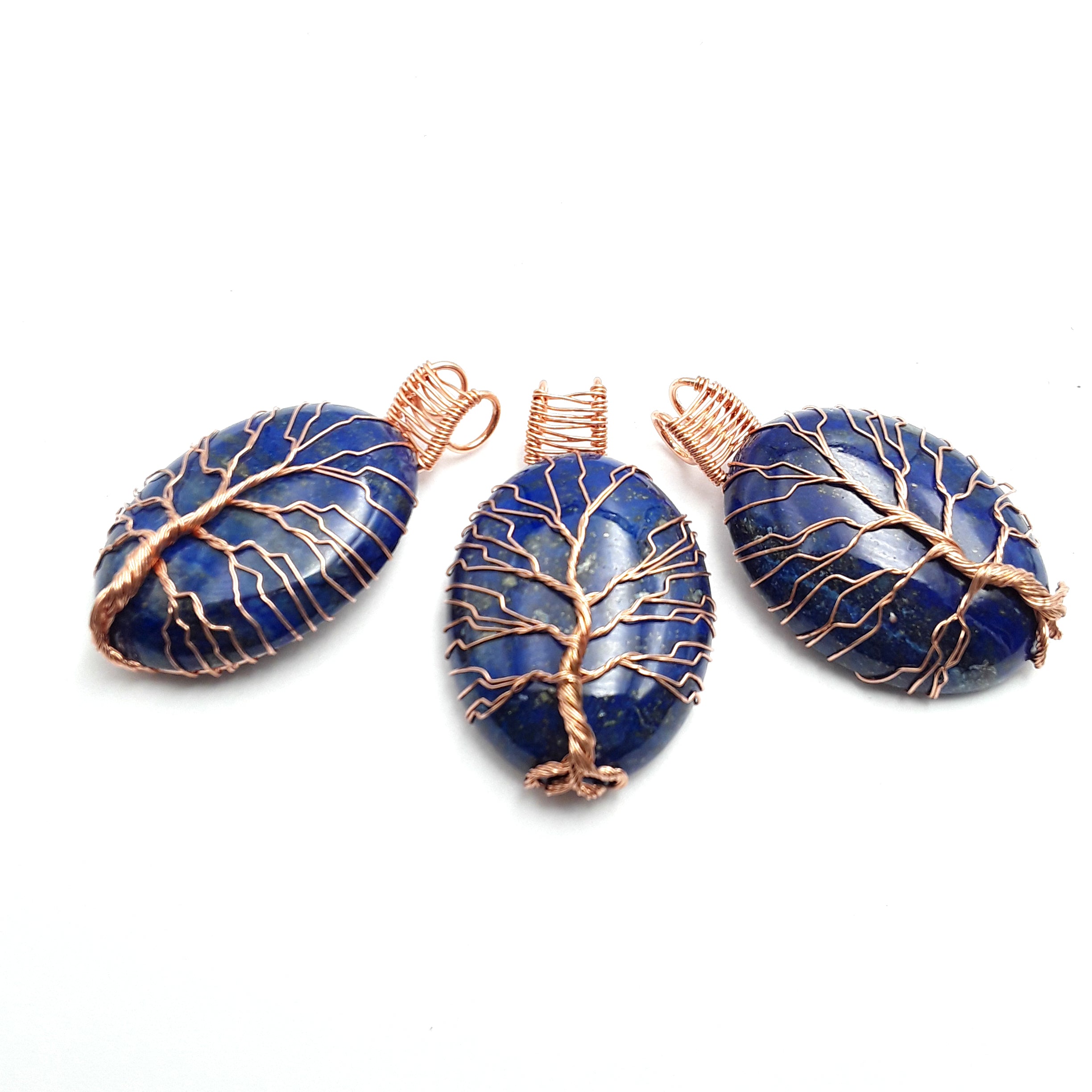 Handmade Lapis Lazuli Tree Pendant - 30x40mm Oval Copper Wire Wrap Jewelry for Women - Perfect for Boho Necklaces, Spiritual Gifts & Nature-Inspired Fashion