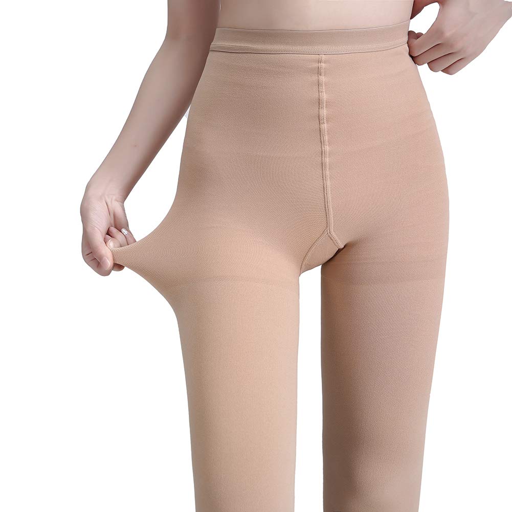 AMZAM® 15-20 mmHg Medical Compression Pantyhose for Women & Men - Graduated Support Leggings for Edema, Varicose Veins & Post-Surgery Recovery - Opaque Footless Waist-High Stockings (Beige, 3XL) - Ideal for Travel, Work & Daily Comfort