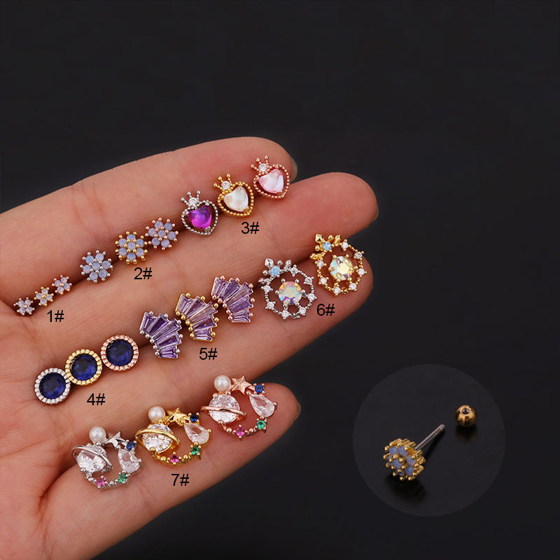 20G Cartilage Tiny Stud Earrings - Flat Back Crystal Earrings for Women | HSPJ258 | Perfect for Daily Wear, Parties & Gifts