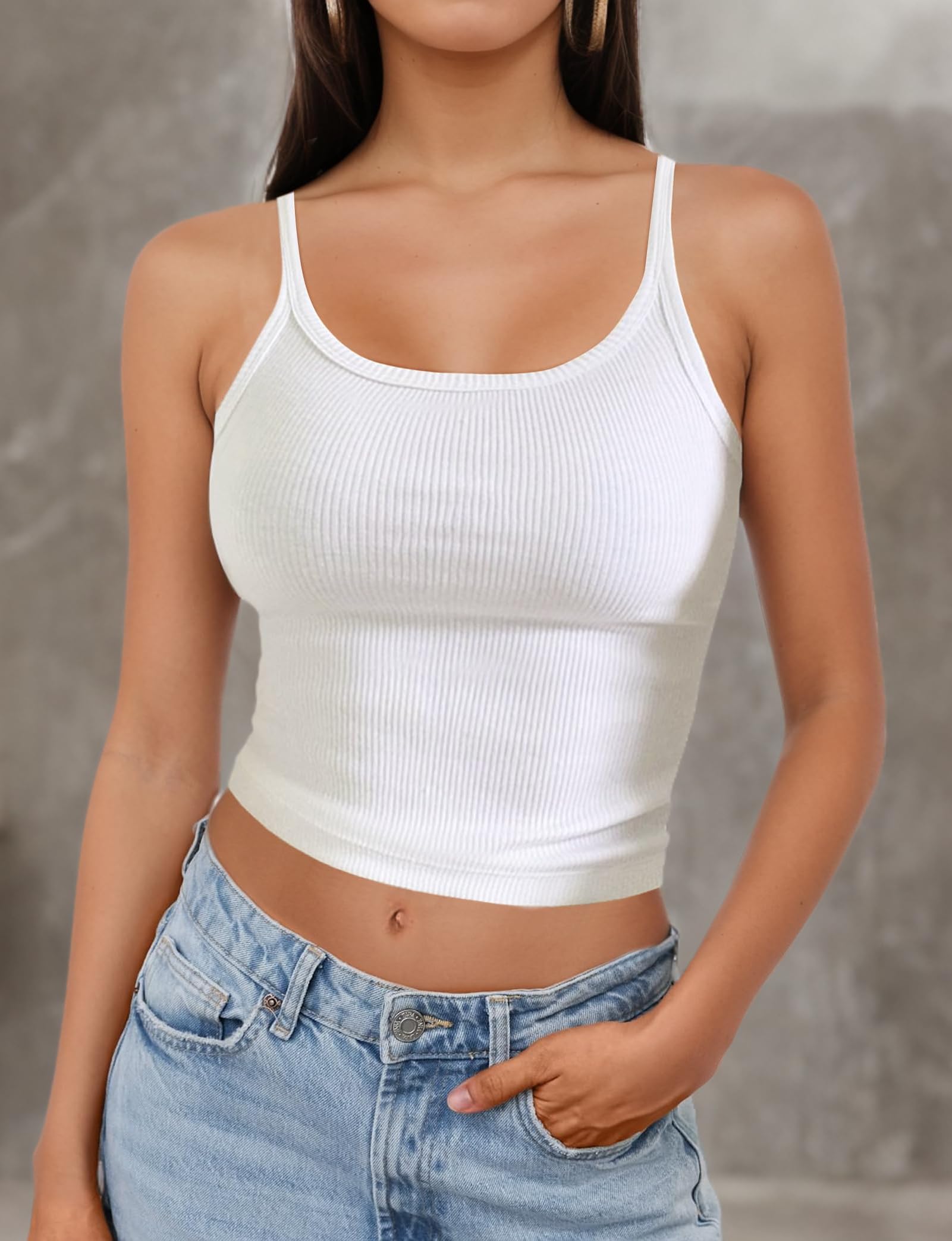 Women's Ribbed Sleeveless Crop Tank Tops - Scoop Neck Casual & Going Out Shirts for Summer, Gym, Beach & Everyday Wear