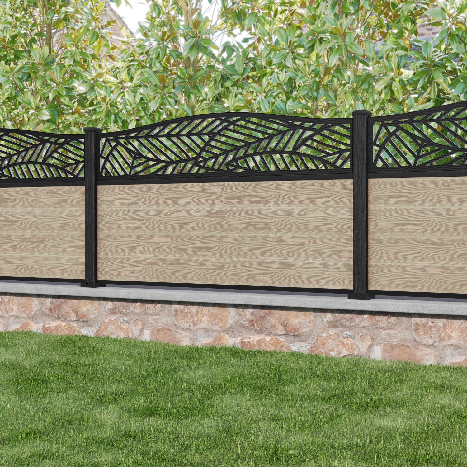 Classic Habitat Curved Top Fence Panel - Light Oak Composite Wood Privacy Fence for Backyard, Garden & Outdoor Decor | Weather-Resistant & Low Maintenance