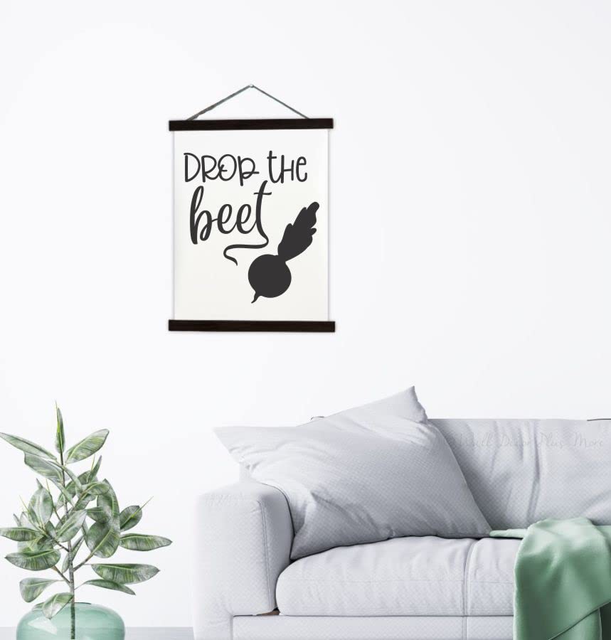 Drop The Beet Hanging Canvas Art - Ready to Hang Kitchen Wall Decor - Black 19x24-Inch Scroll Art Prints - Perfect for Kitchen Signs, Wall Décor, and Home Decoration