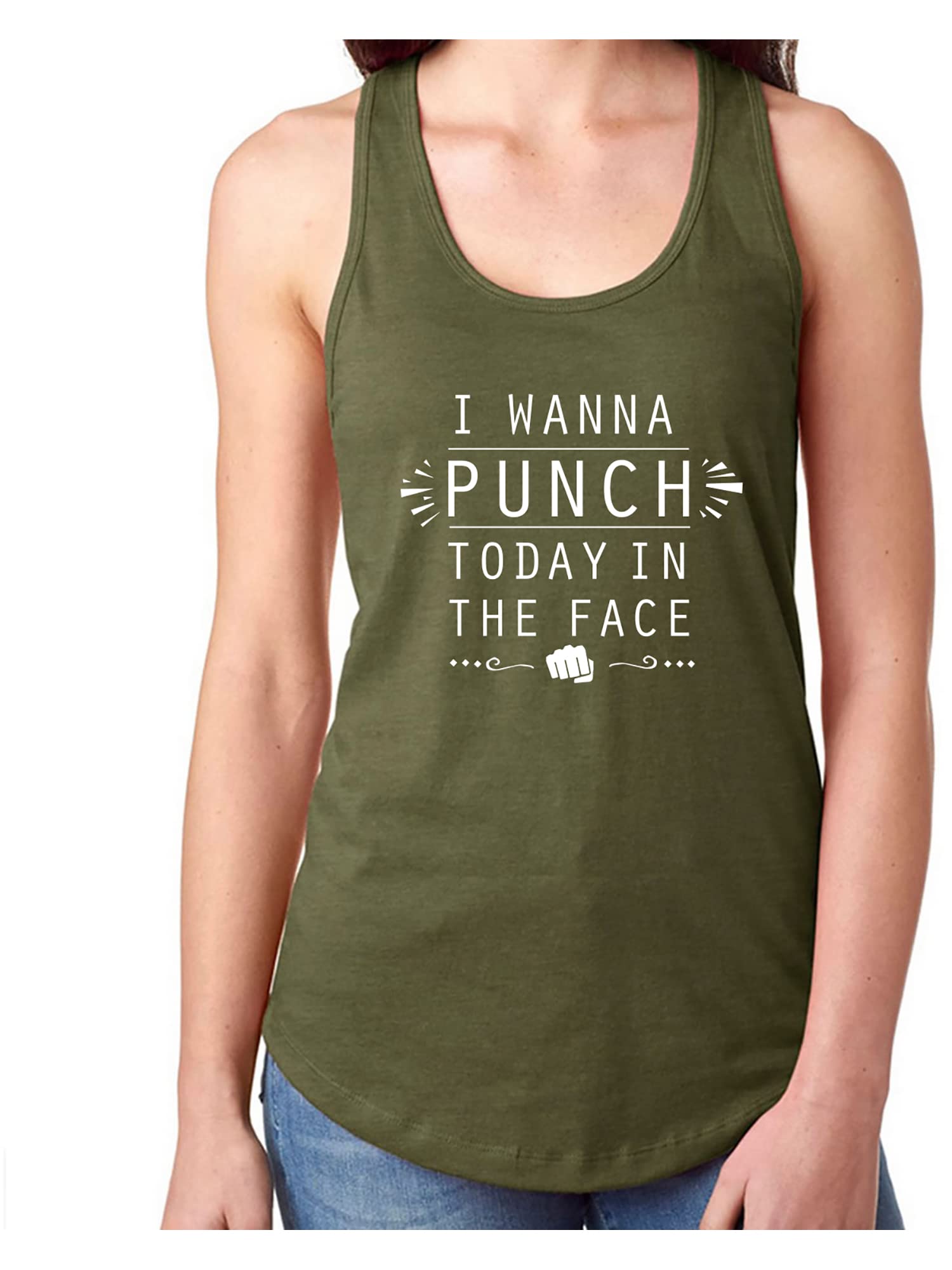 I Wanna Punch Today in The Face Racerback Tank - Women's Workout & Gym T-Shirt for Running, Yoga & Fitness