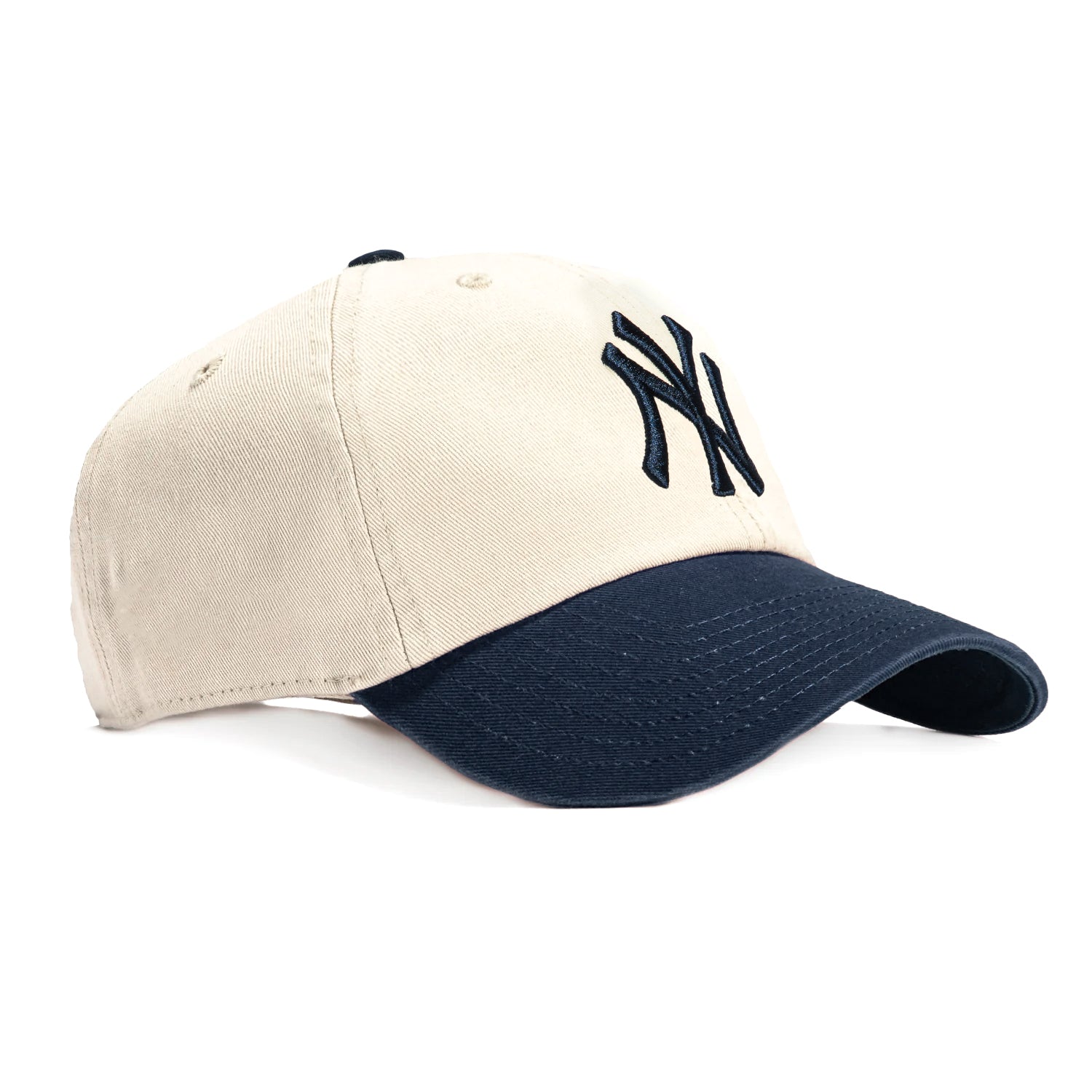 New York Yankees Adjustable Baseball Cap - 47 Brand Cleanup Hat in Stone & Navy | Perfect for Games, Fan Gear & Casual Wear