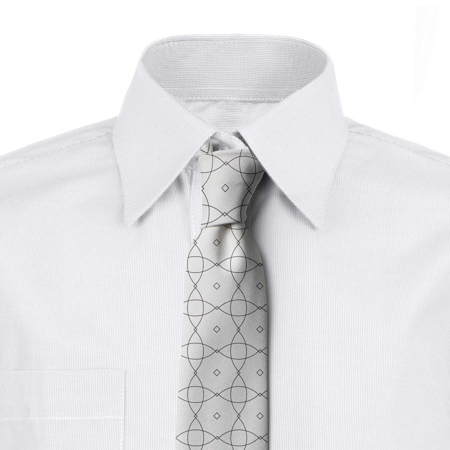 Ambesonne Abstract Men's Tie - Hand Drawn Geometric Design for Office & Weddings