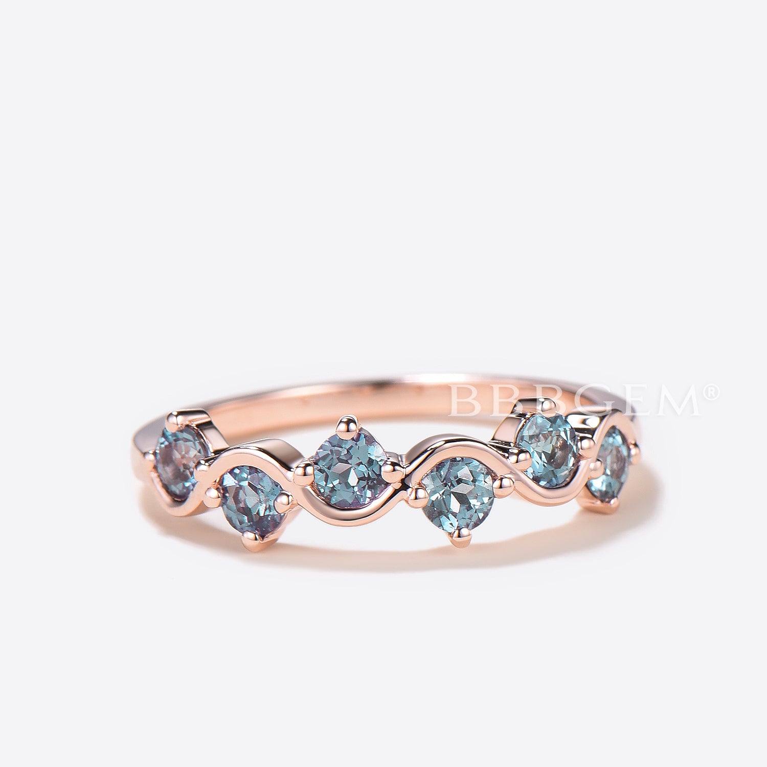 3mm Round Cut Color Changing Alexandrite Half Eternity Band - Dainty Wedding Ring for Women, Elegant Anniversary Gift for Her, Perfect for Engagement, Promise or Stackable Ring