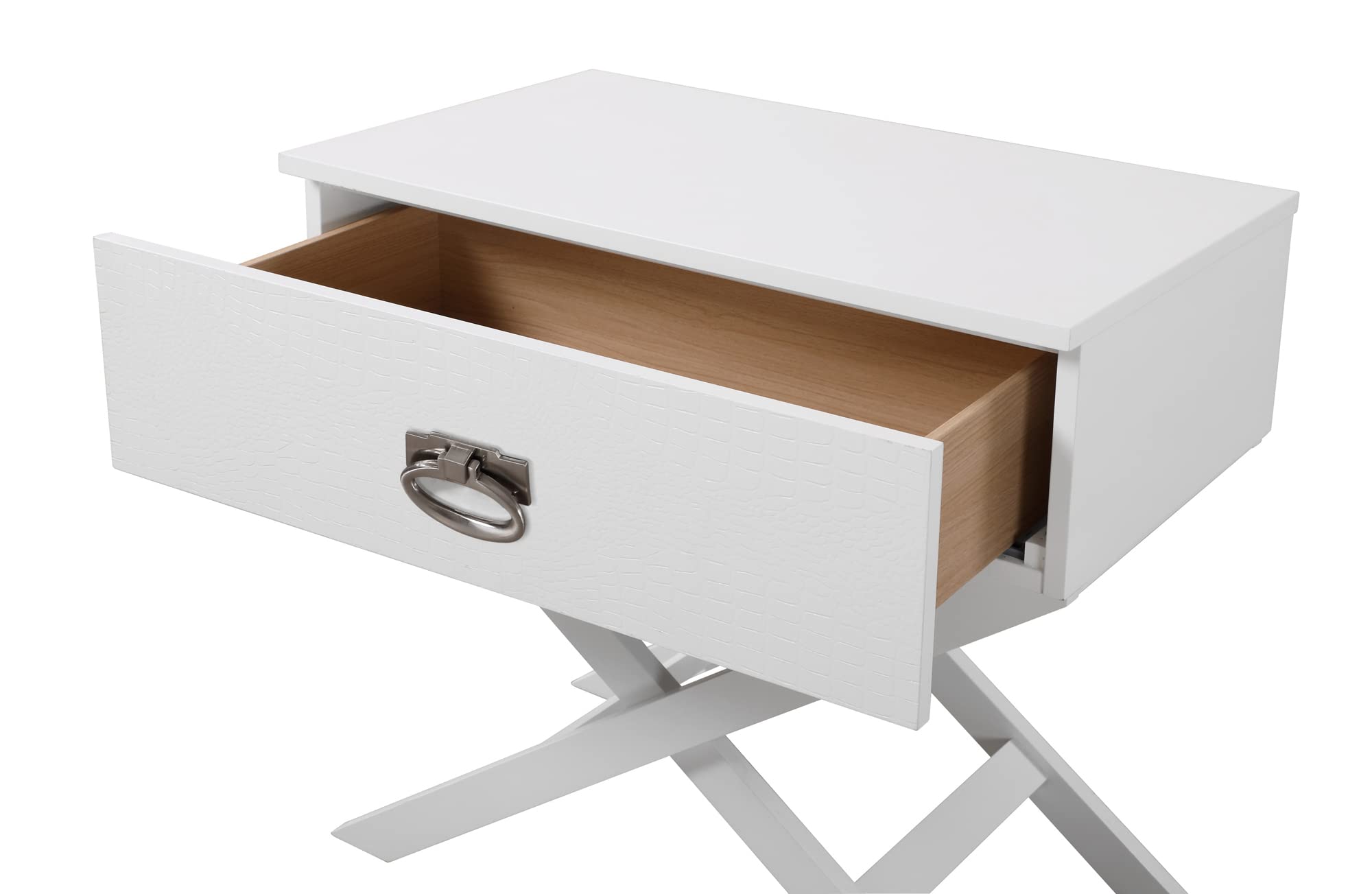 Xavier 1-Drawer White Nightstand - Compact End Table for Bedroom & Living Room (25