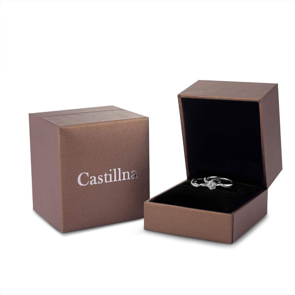Castillna Sterling Silver Twisted Flame Simulated Diamond CZ Cubic Zirconia Engagement Wedding Bridal Rings Set for Women - Elegant Promise, Anniversary & Bridal Jewelry Gift