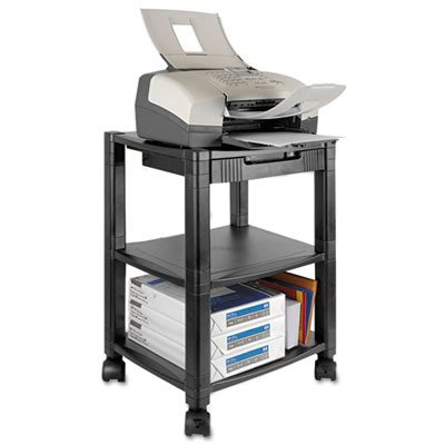 Kantek 3-Shelf Black Printer Stand with Drawer - 17