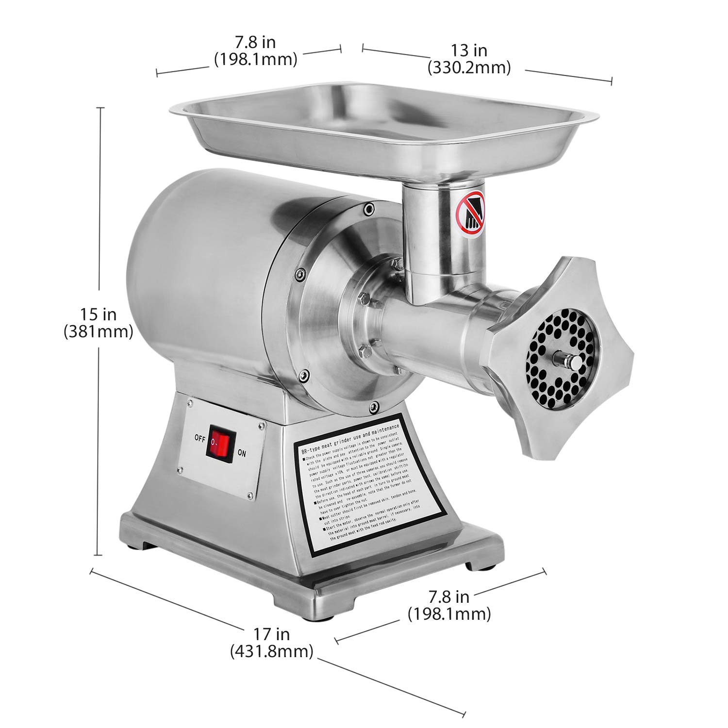 Electric Meat Grinder 110V - 550 lbs/Hour Heavy Duty Commercial Meat Mincer & Chopper for Beef, Pork, Poultry - Perfect for Butcher Shops, Home Kitchens & Food Processing