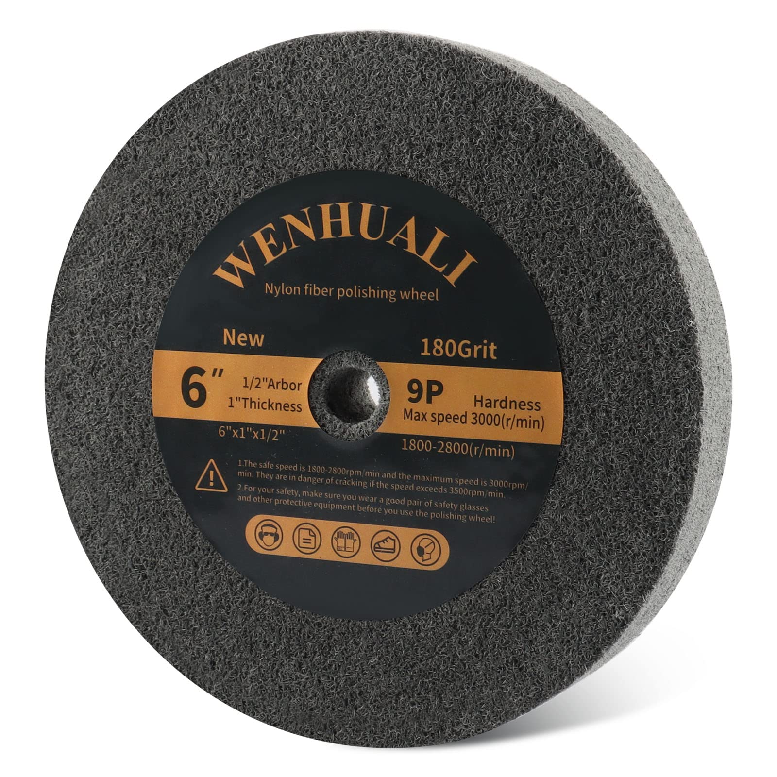 6 Inch Bench Grinder Polishing Wheels - 9P Hardness Buffing Wheels for Metal, Copper & Golf Club Polishing - 180 Grit, 1