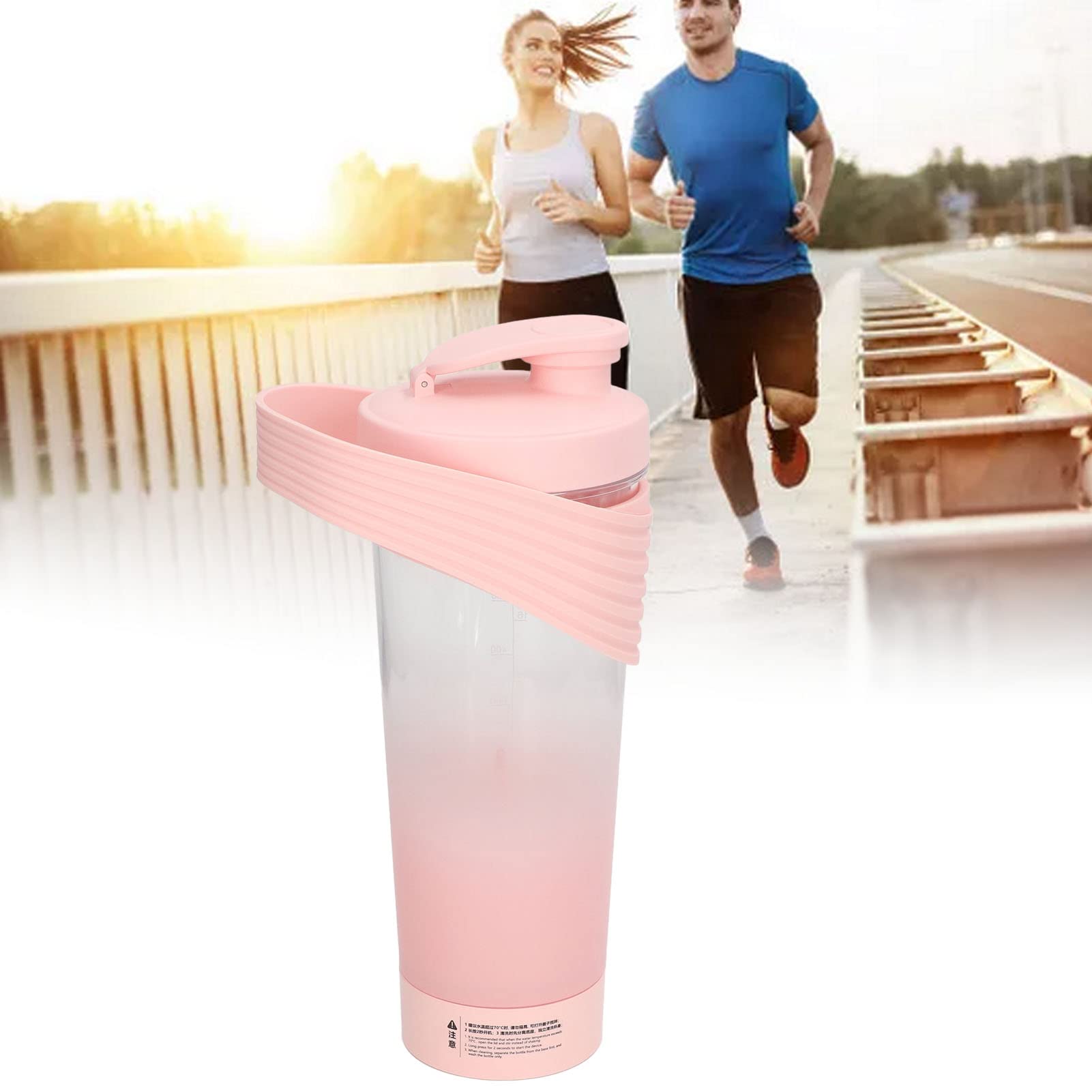 Dpofirs 800mL Electric Protein Shaker Bottle - USB Rechargeable Blender for Protein Powder, Smoothies & Meal Replacement - Perfect Gym, Office & Travel Companion (Rose)