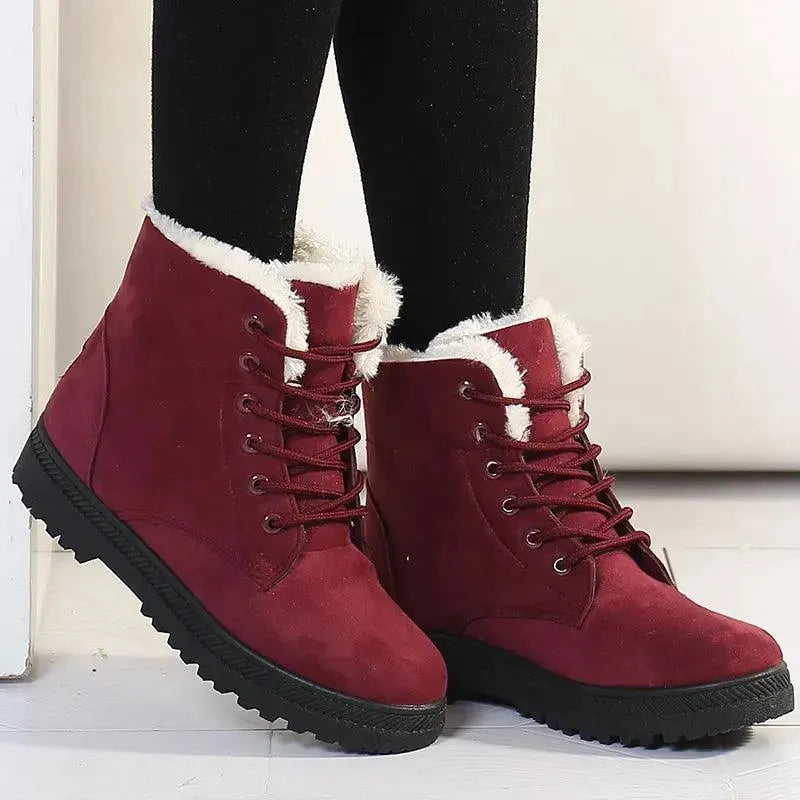 Women's Waterproof Lace-Up Winter Snow Boots - Warm Fur Lined Ankle Boots for Cold Weather, Hiking & Outdoor Activities