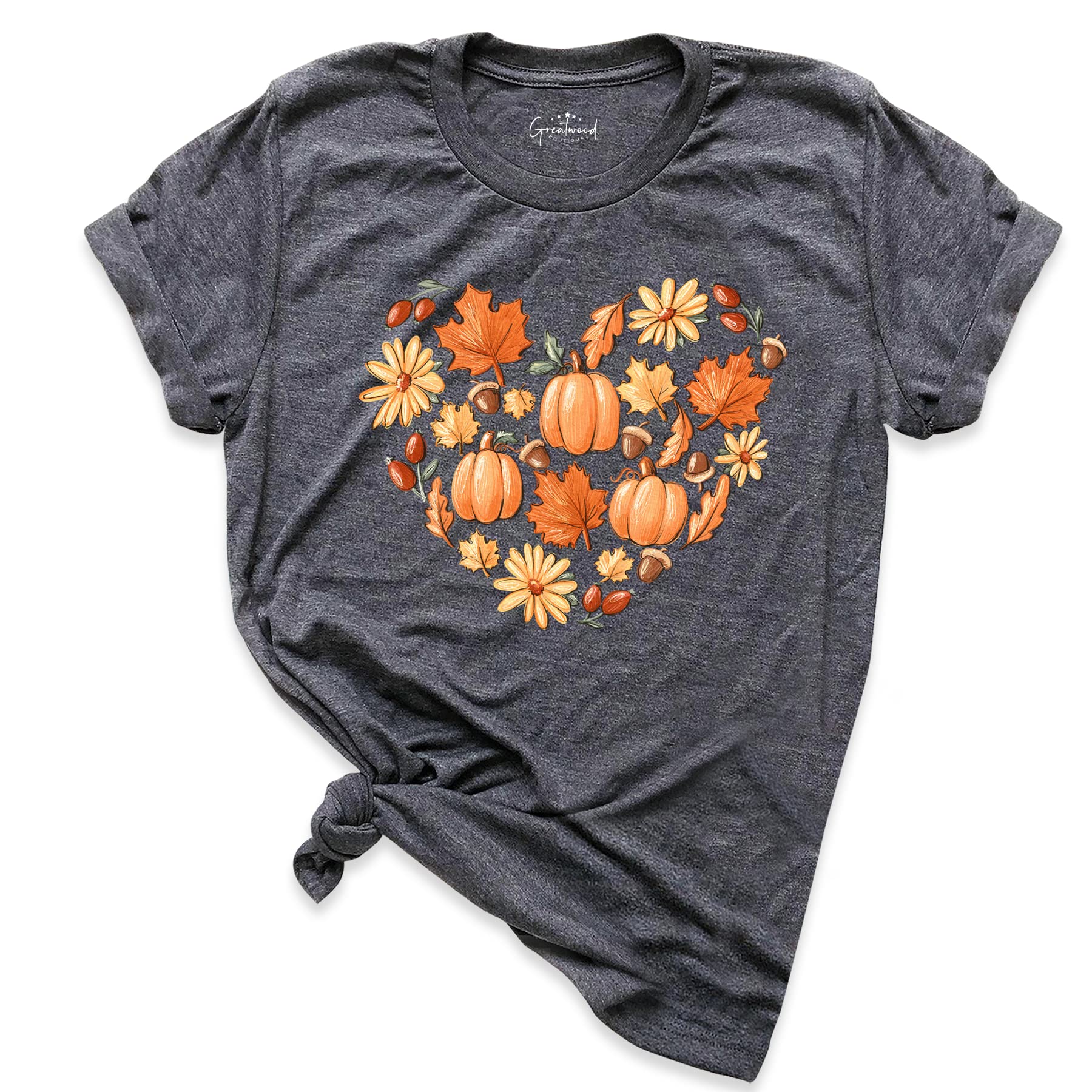 Halloween Fall Pumpkin Heart Shirt for Women | Cute Autumn Graphic Tee with Doodles | Thanksgiving & Halloween Party Outfit | Cozy Seasonal Fashion for Fall Festivities