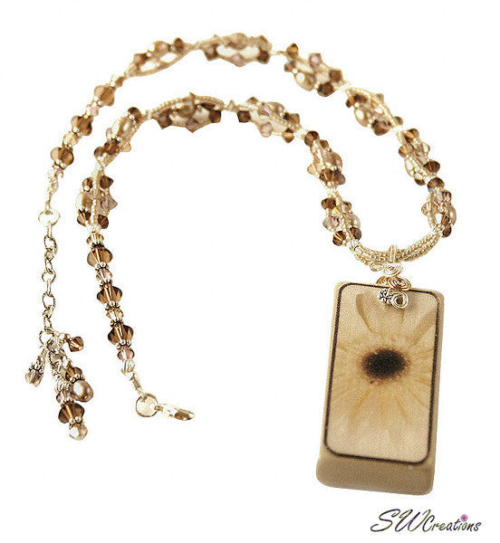 Suede Cocoa 'Fleuri' Art Domino Floral Bead Necklace - Handmade Bohemian Jewelry for Women, Perfect for Weddings, Parties & Boho Fashion