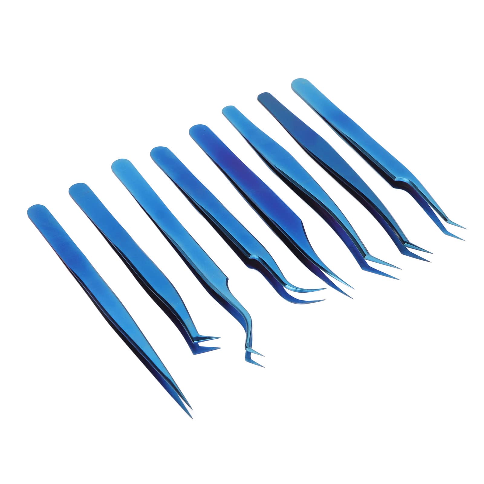 Professional 8PCS Eyelash Extension Tweezers Set - Stainless Steel Straight & Curved Tip Tweezers for Perfect Lash & Eyebrow Shaping - Ideal for Salon, DIY Beauty & Professional Makeup Artists