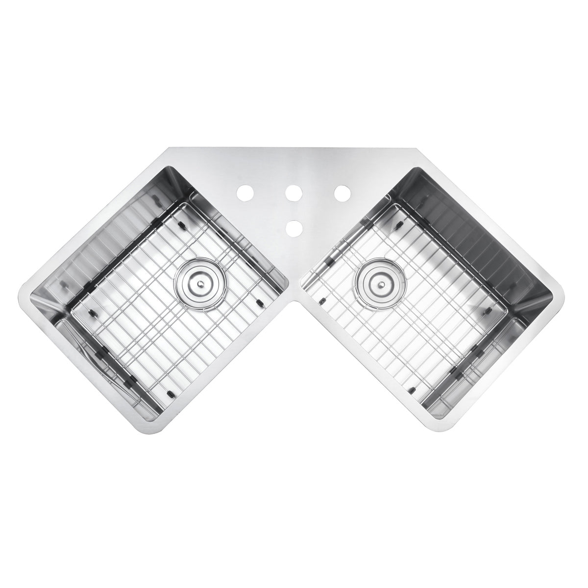 44 Inch Corner Butterfly Undermount Kitchen Sink - 16 Gauge Stainless Steel Double Bowl Sink for Small Space Kitchen, RV & Apartment